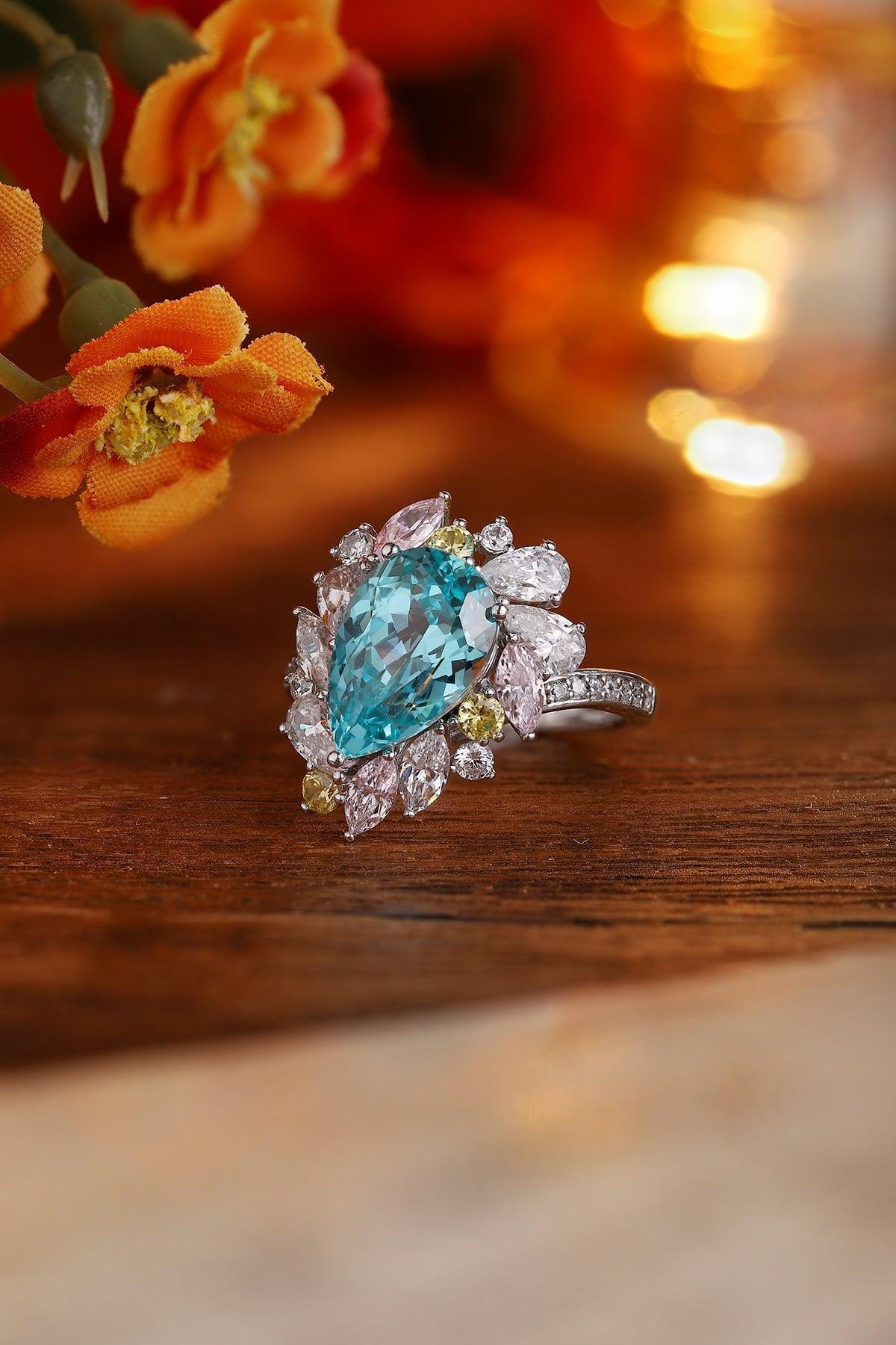 S925 Silver Cultured Paraiba Ring A - JR454Y