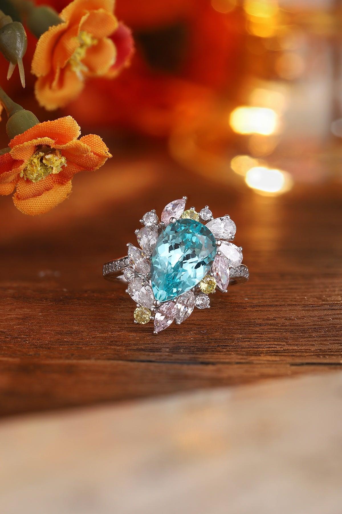 S925 Silver Cultured Paraiba Ring A - JR454Y