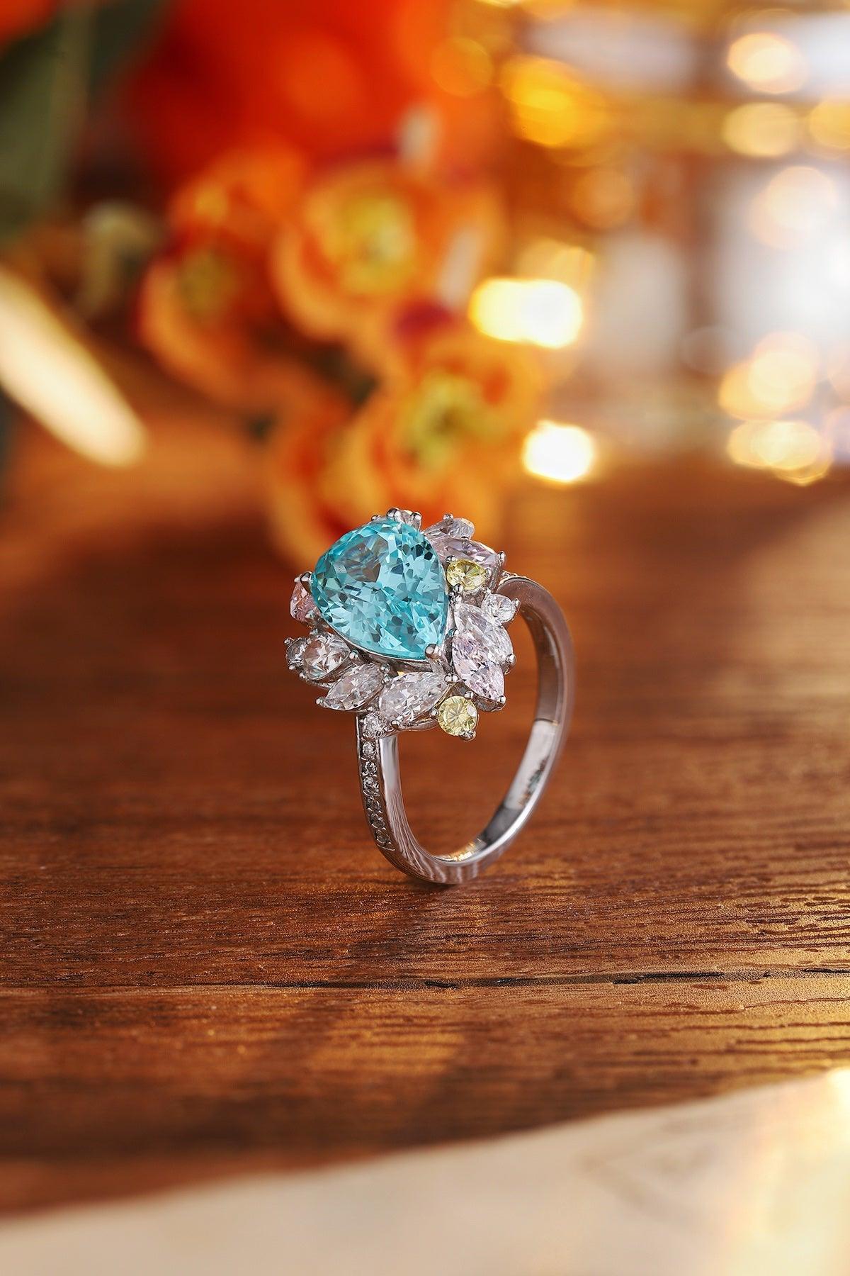 S925 Silver Cultured Paraiba Ring A - JR454Y