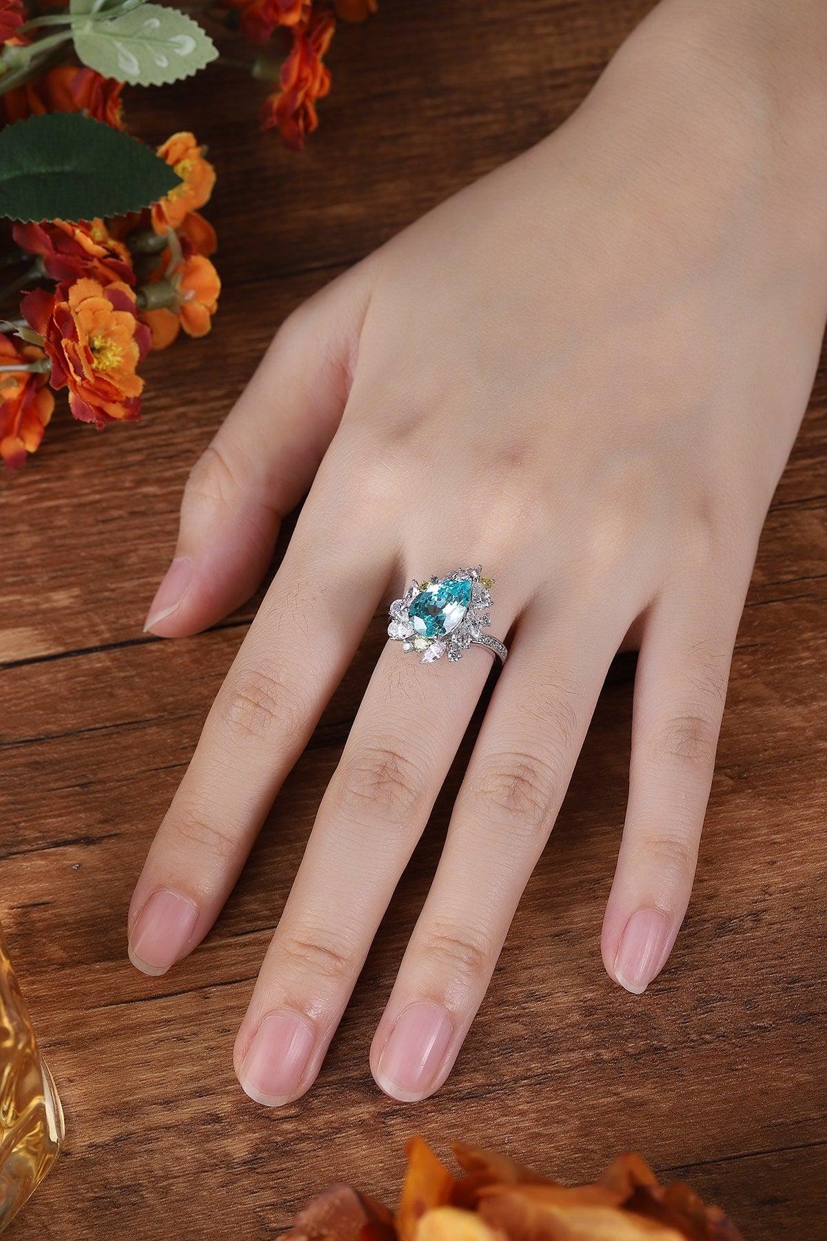 S925 Silver Cultured Paraiba Ring A - JR454Y