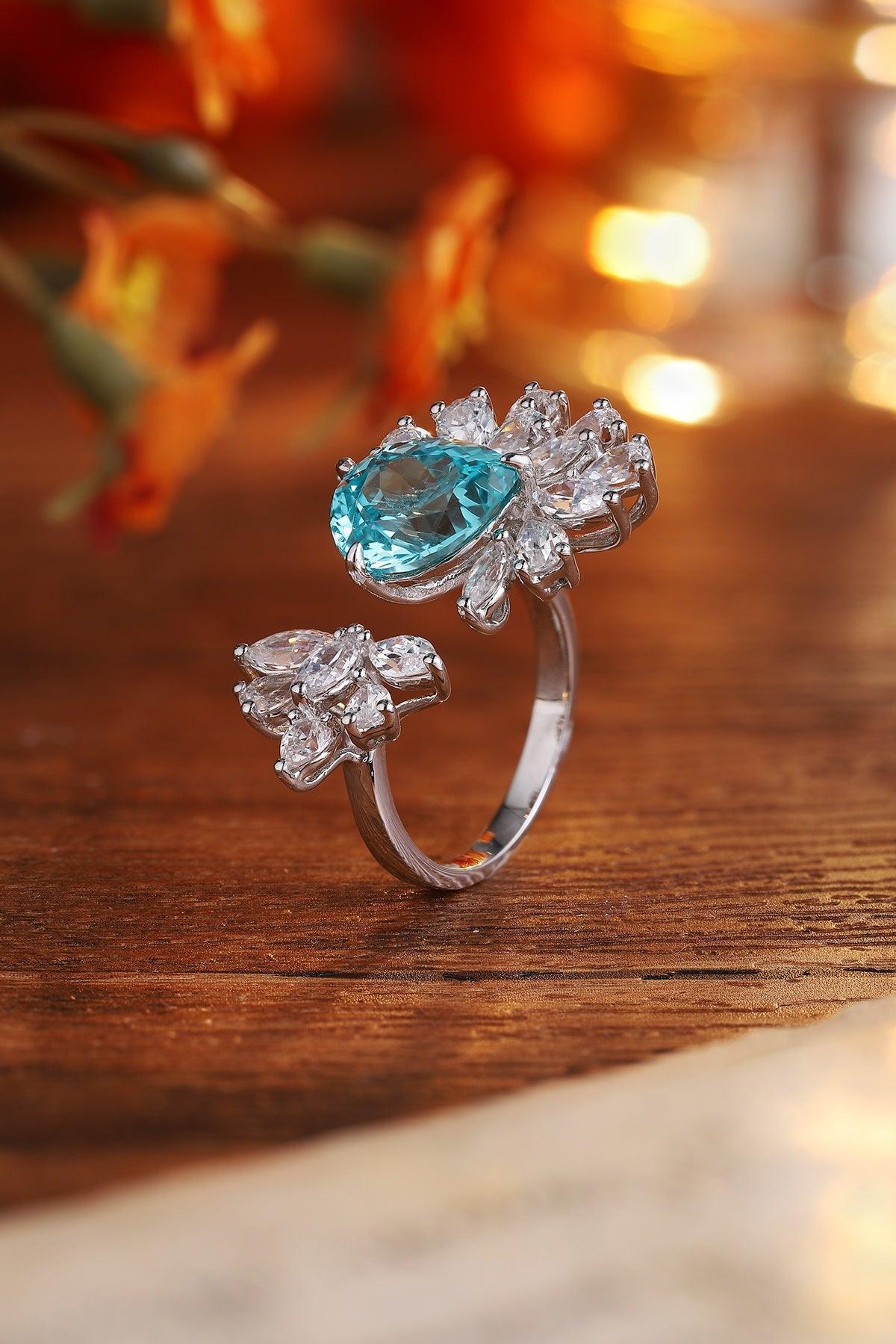 Sterling Silver Lab-Grown Paraiba Ring A – JR148Y