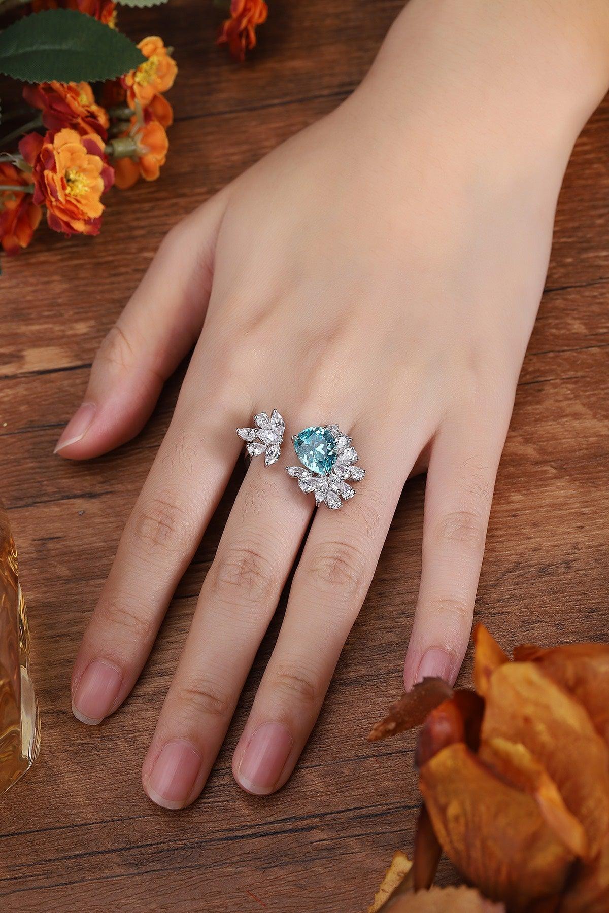 Sterling Silver Lab-Grown Paraiba Ring A – JR148Y