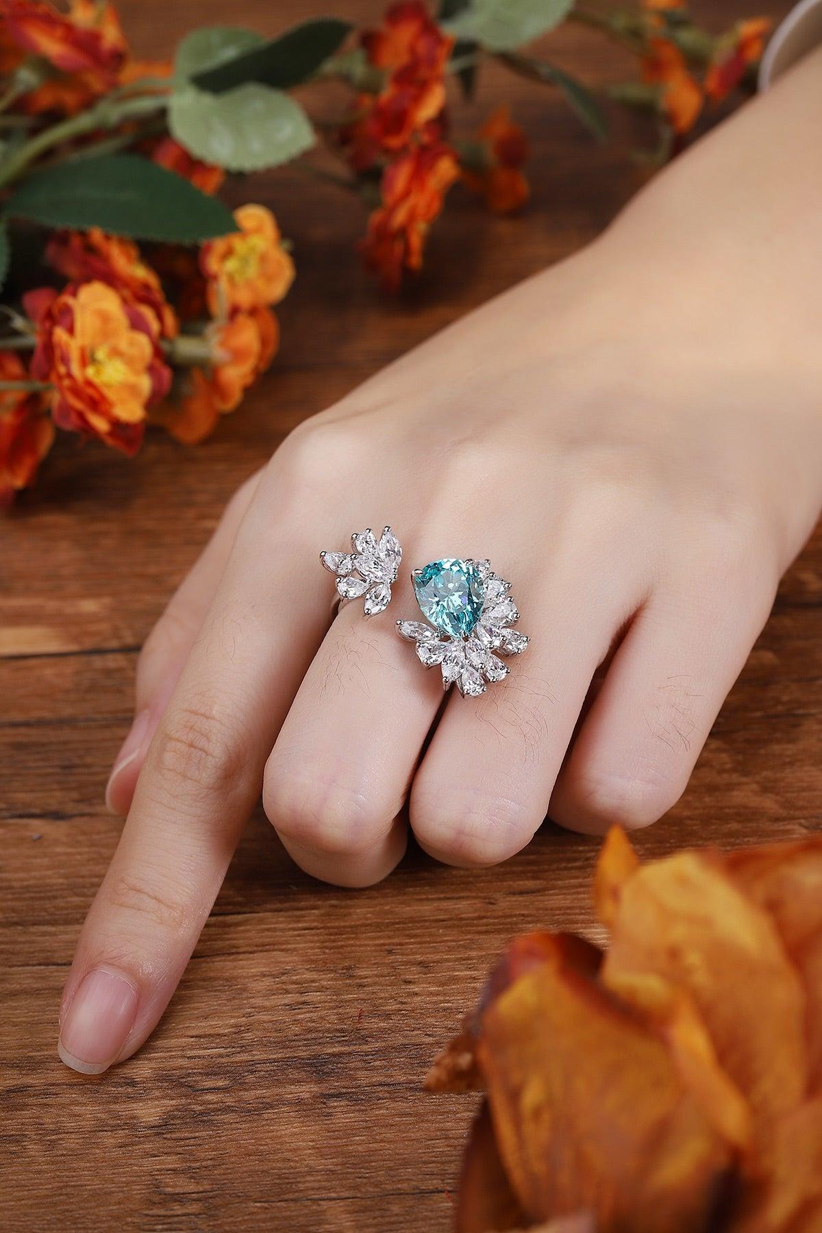 Sterling Silver Lab-Grown Paraiba Ring A – JR148Y