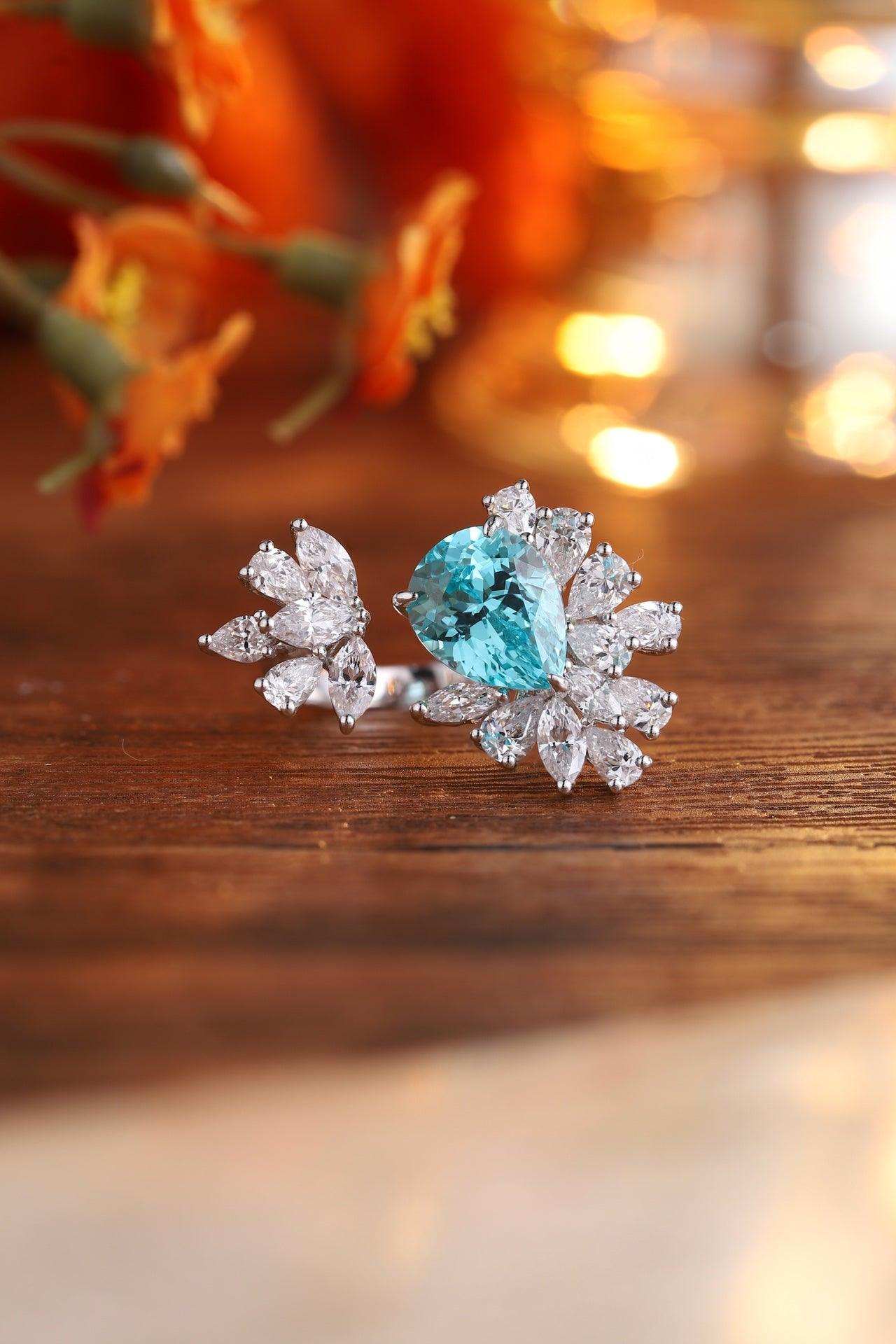 Sterling Silver Lab-Grown Paraiba Ring A – JR148Y