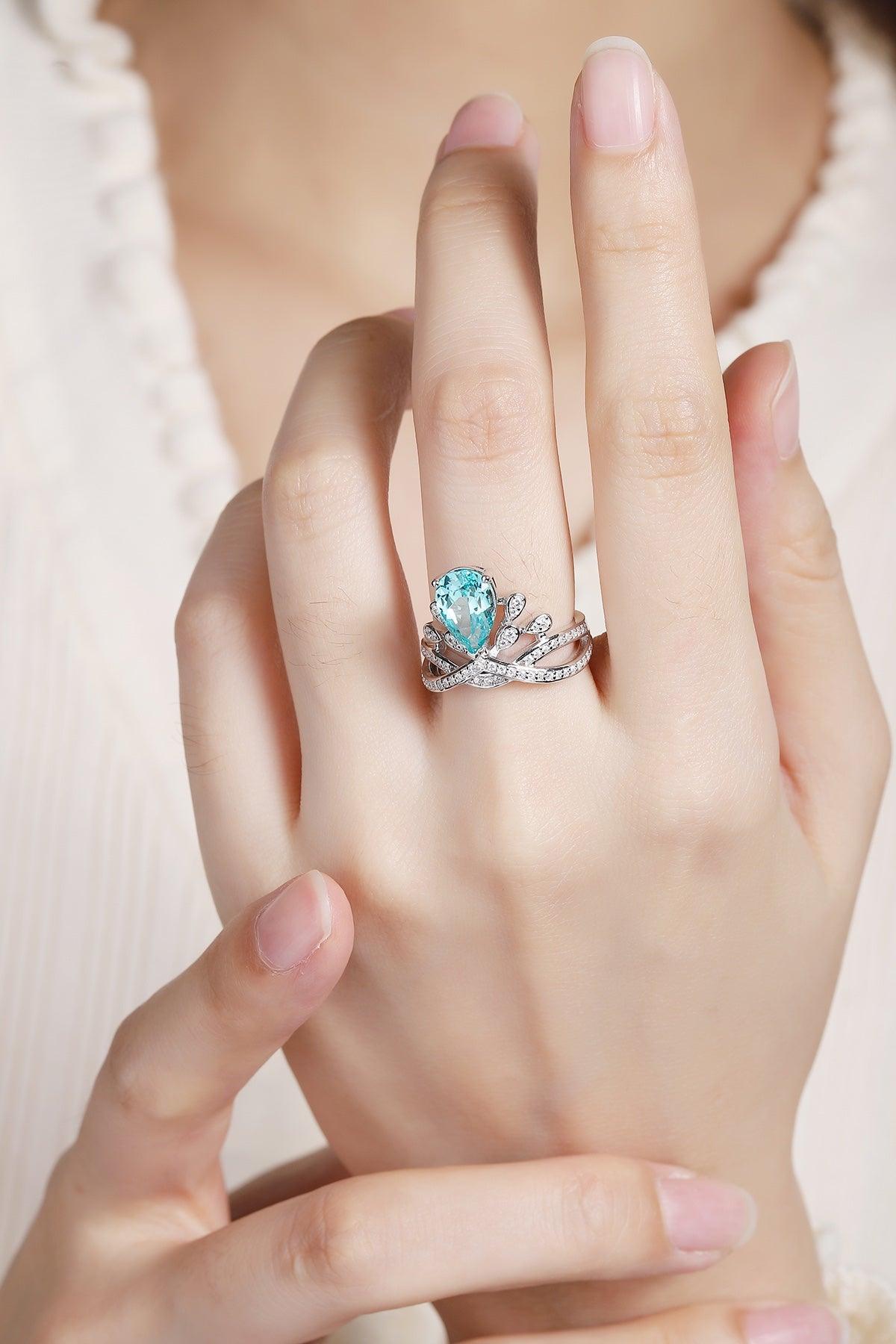 Sterling Silver Lab-Grown Paraiba Ring A – R18622