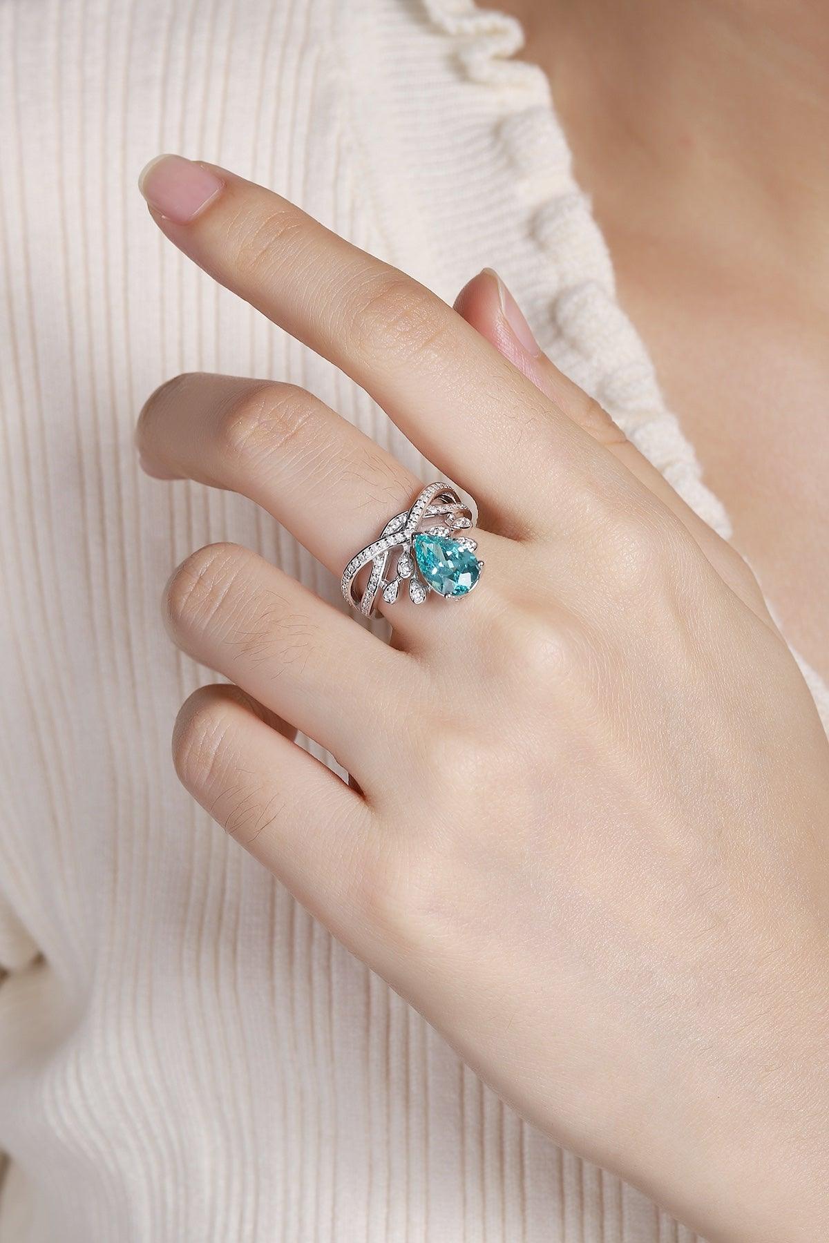 Sterling Silver Lab-Grown Paraiba Ring A – R18622