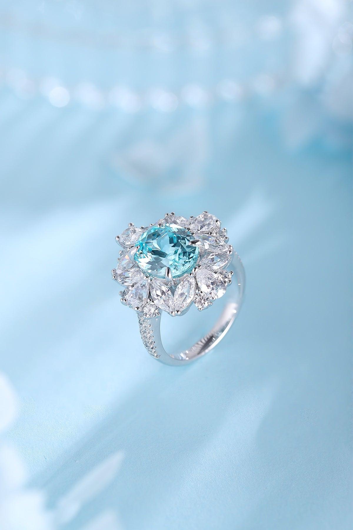 Sterling Silver Lab-Grown Paraiba Ring W – JR147Y