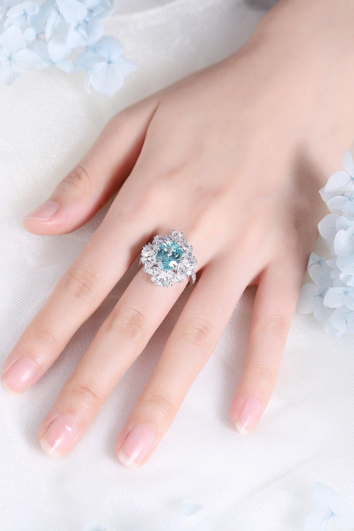 Sterling Silver Lab-Grown Paraiba Ring W – JR147Y
