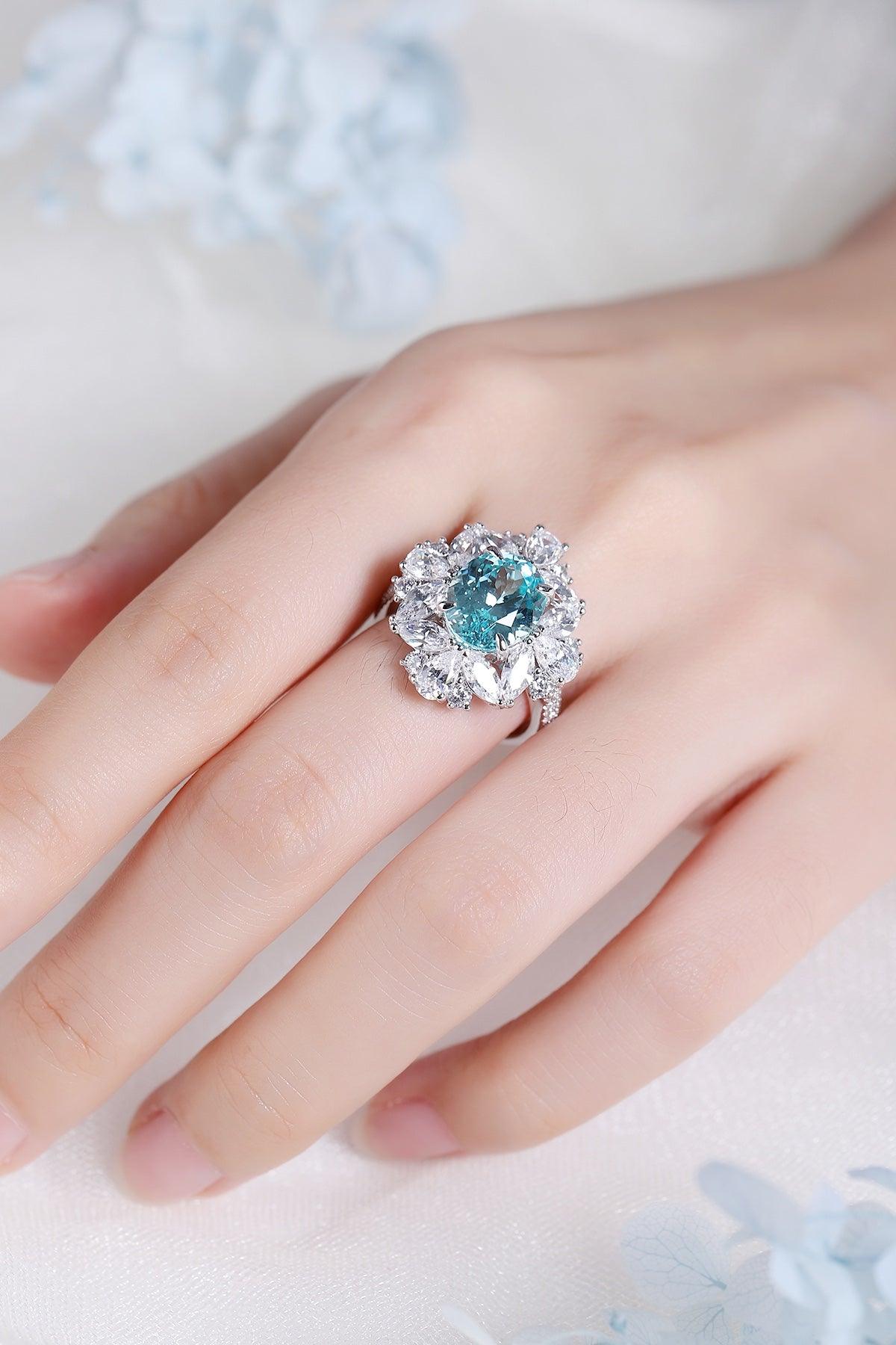 Sterling Silver Lab-Grown Paraiba Ring W – JR147Y