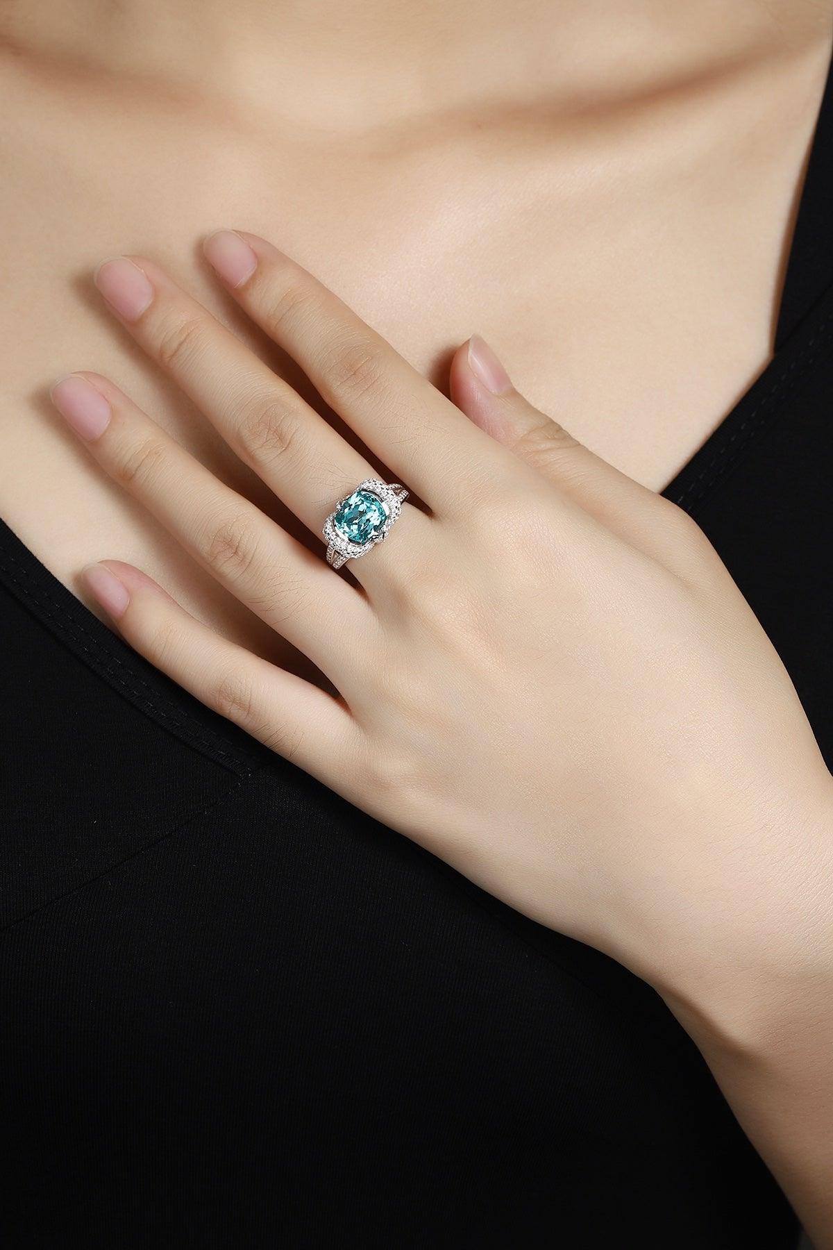 Sterling Silver Lab-Grown Paraiba Ring W – JR188Y