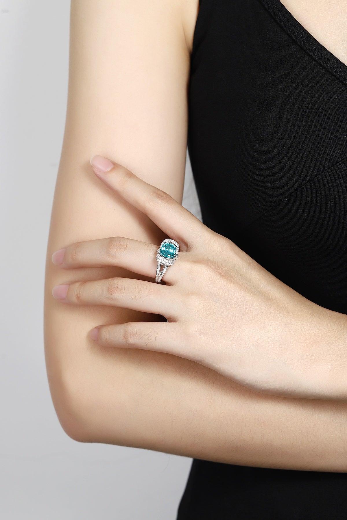 Sterling Silver Lab-Grown Paraiba Ring W – JR188Y