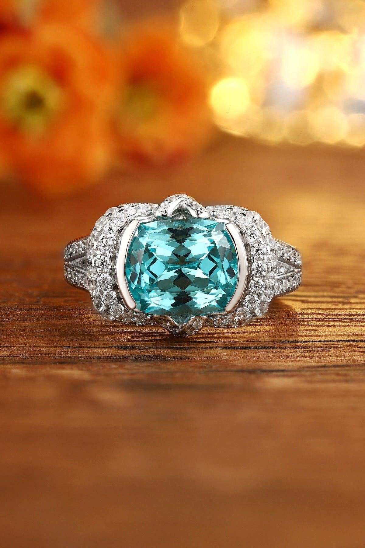 Sterling Silver Lab-Grown Paraiba Ring W – JR188Y