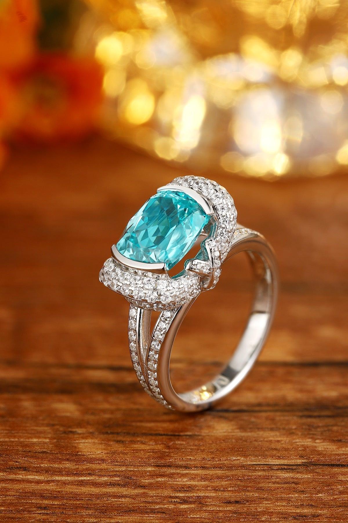 Sterling Silver Lab-Grown Paraiba Ring W – JR188Y