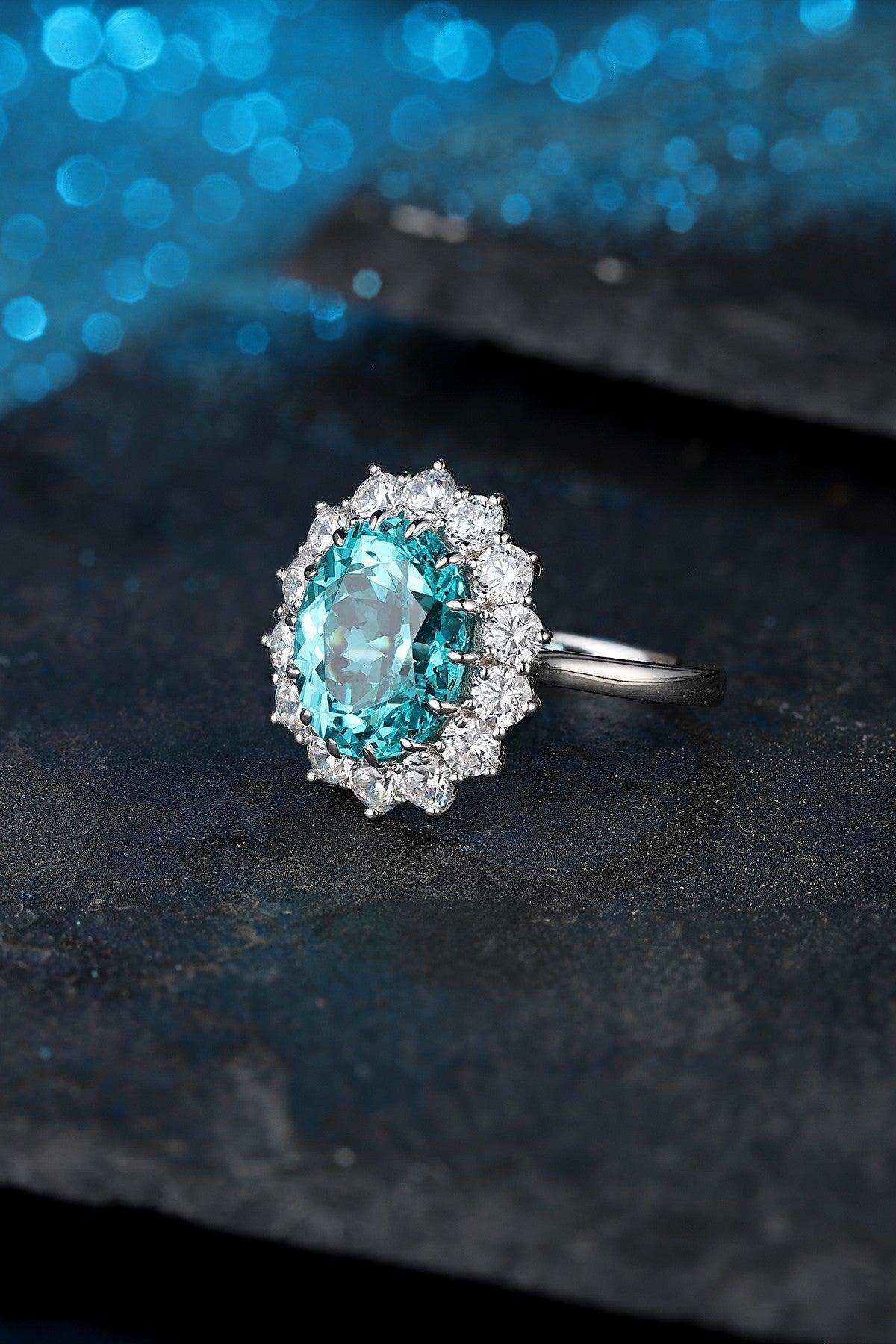 Sterling Silver Lab-Grown Paraiba Ring W – JR1272Y