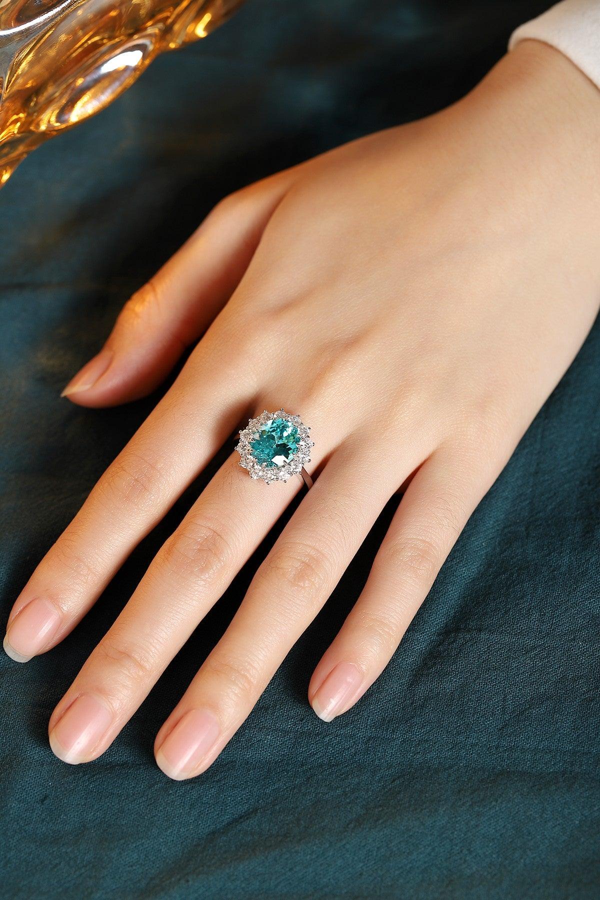 Sterling Silver Lab-Grown Paraiba Ring W – JR1272Y