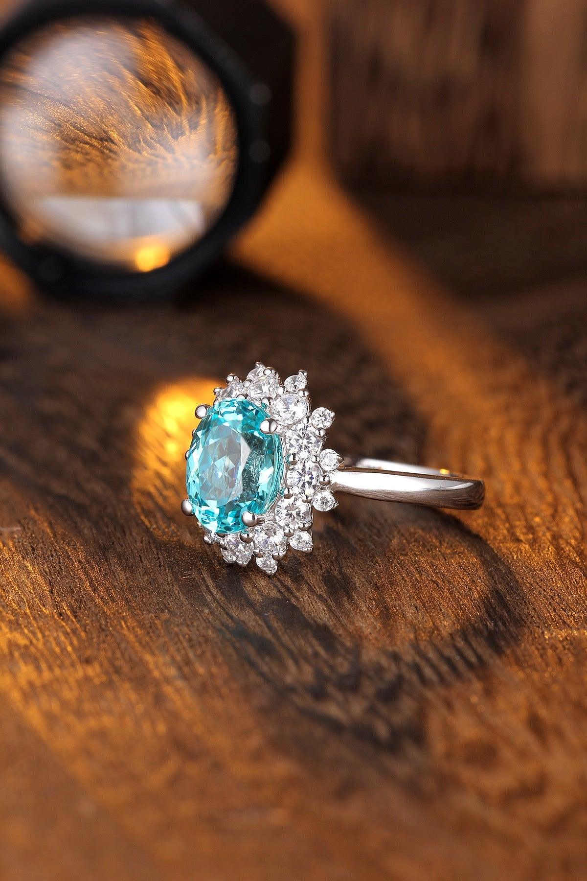 Sterling Silver Lab-Grown Paraiba Ring A – JR268Y