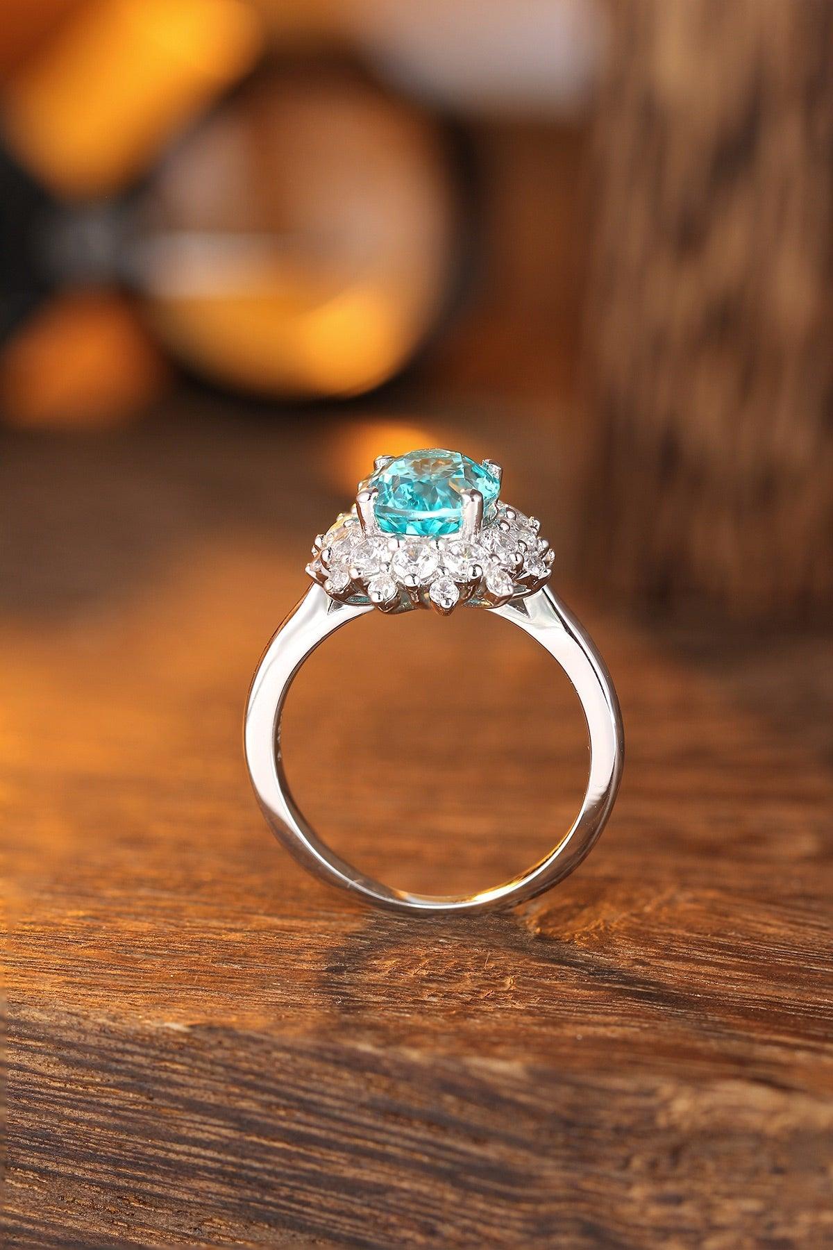 Sterling Silver Lab-Grown Paraiba Ring A – JR268Y