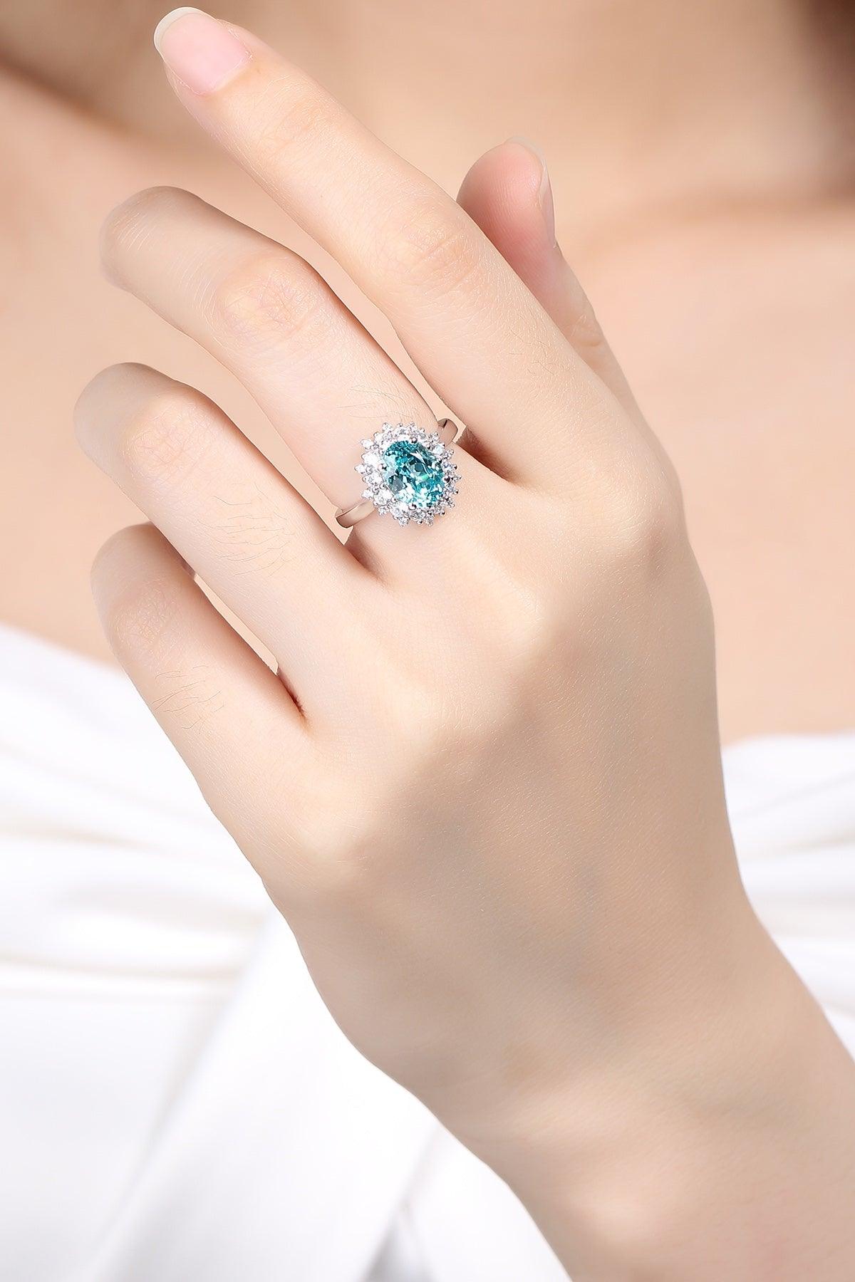 Sterling Silver Lab-Grown Paraiba Ring A – JR268Y