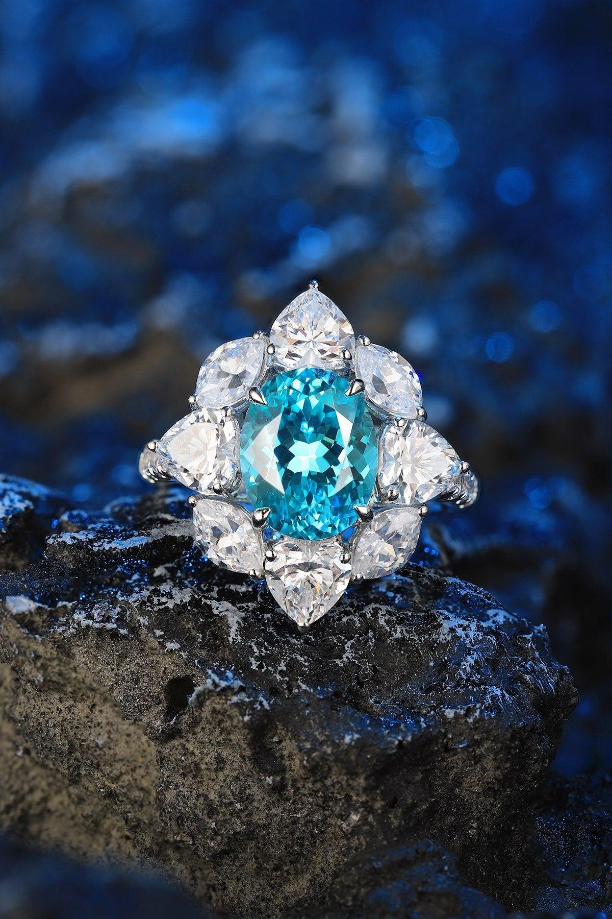 Sterling Silver Lab-Grown Paraiba Ring W – JR185Y