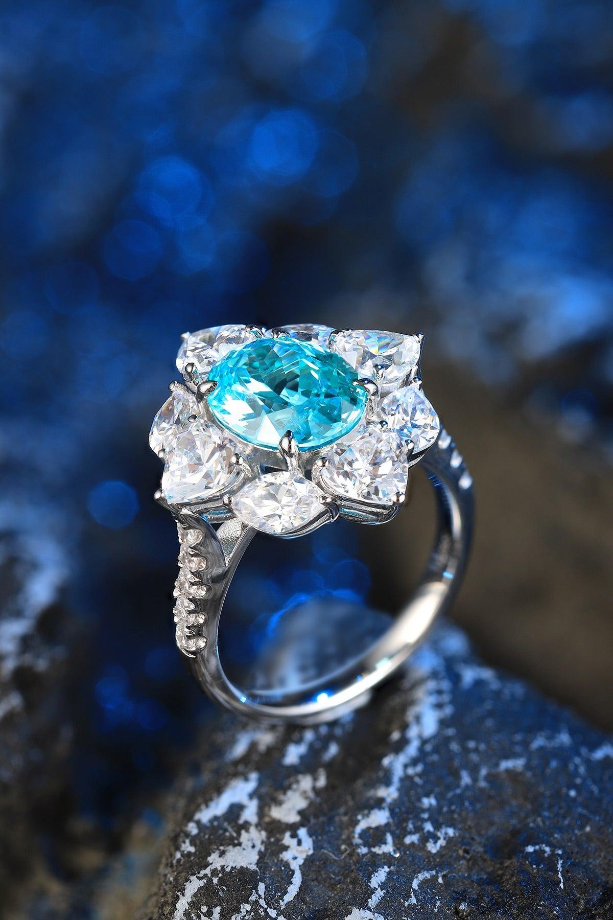 Sterling Silver Lab-Grown Paraiba Ring W – JR185Y