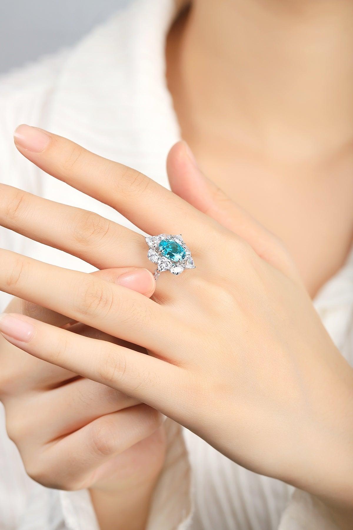 Sterling Silver Lab-Grown Paraiba Ring W – JR185Y