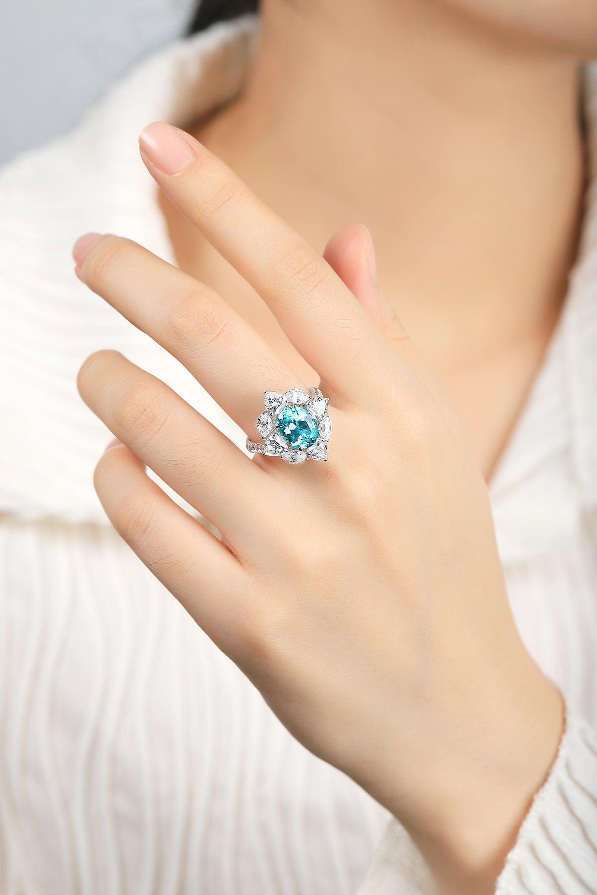 Sterling Silver Lab-Grown Paraiba Ring W – JR185Y