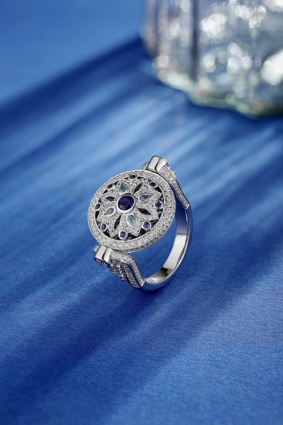 Sterling Silver Lab-Grown Paraiba Sapphire Ring A – JSABR1488Y