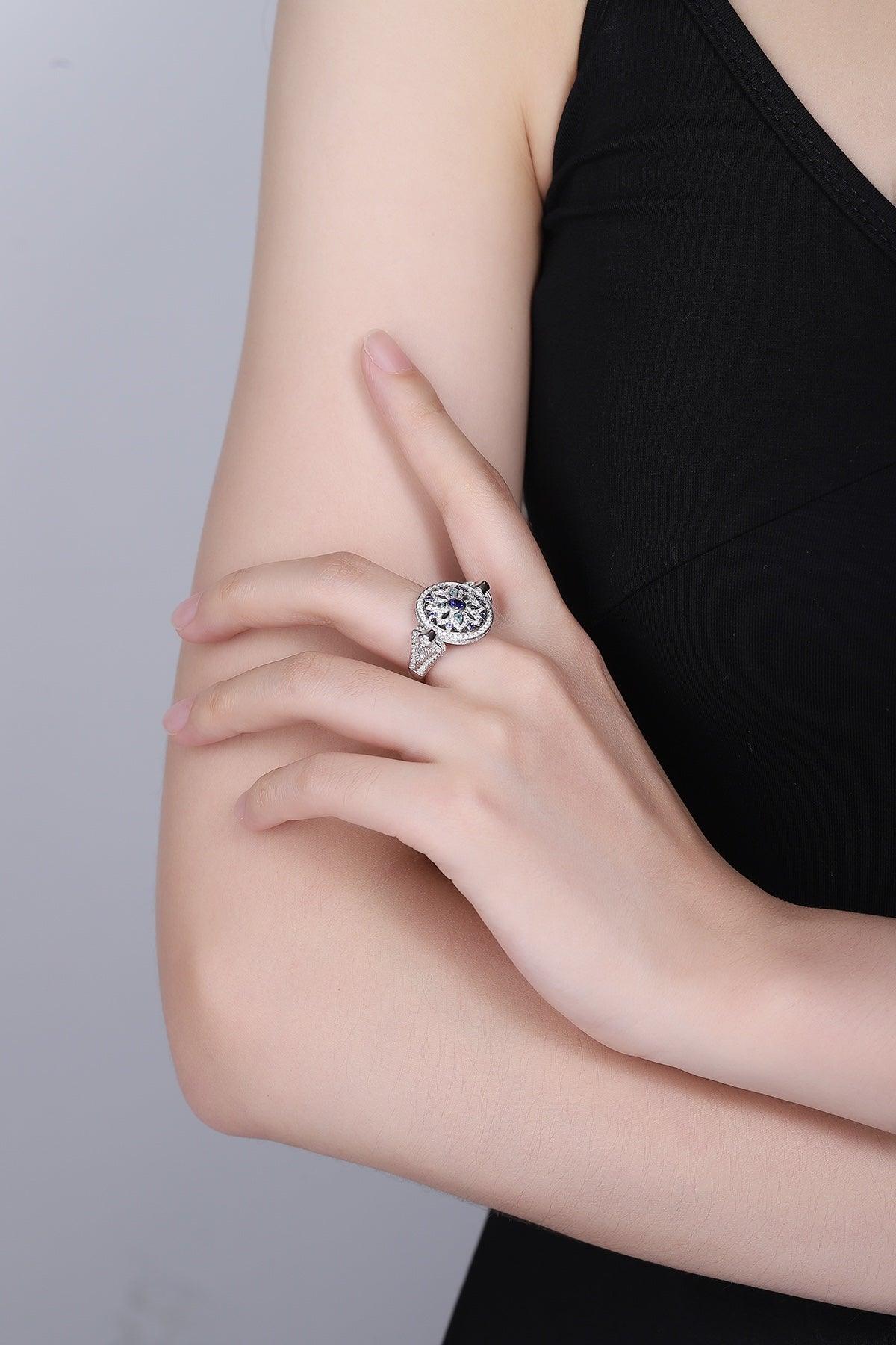 Sterling Silver Lab-Grown Paraiba Sapphire Ring A – JSABR1488Y