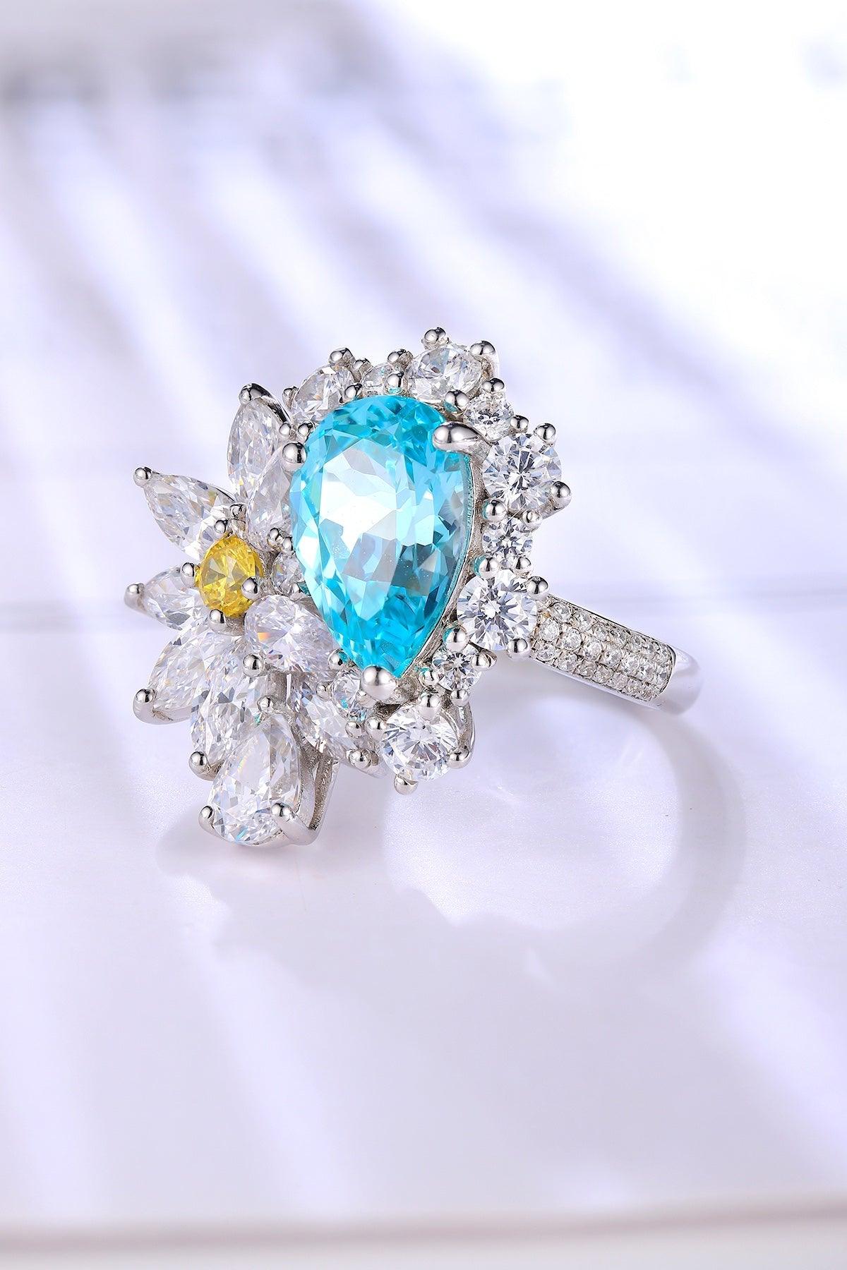 Sterling Silver Lab-Grown Paraiba Ring A – JR490Y