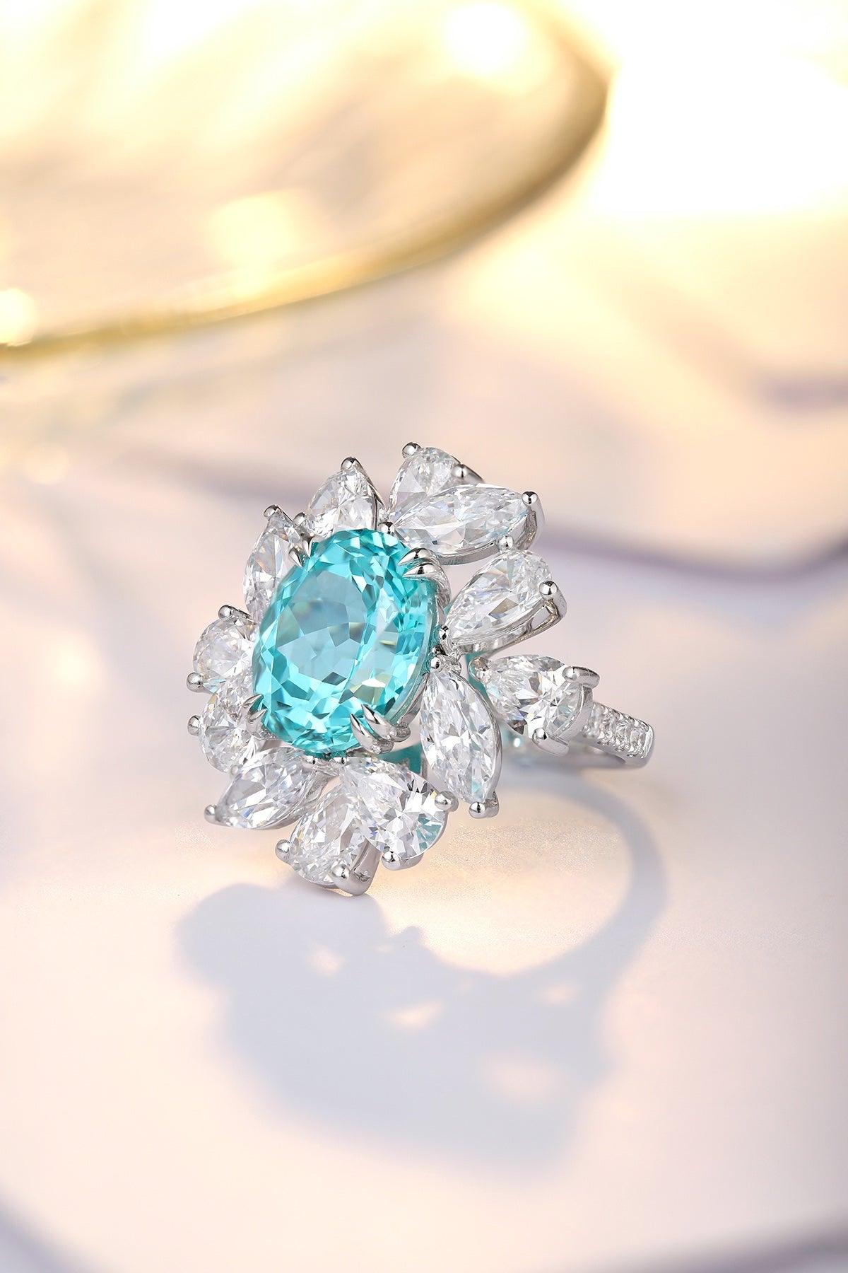 Sterling Silver Lab-Grown Paraiba Ring W – JR238Y