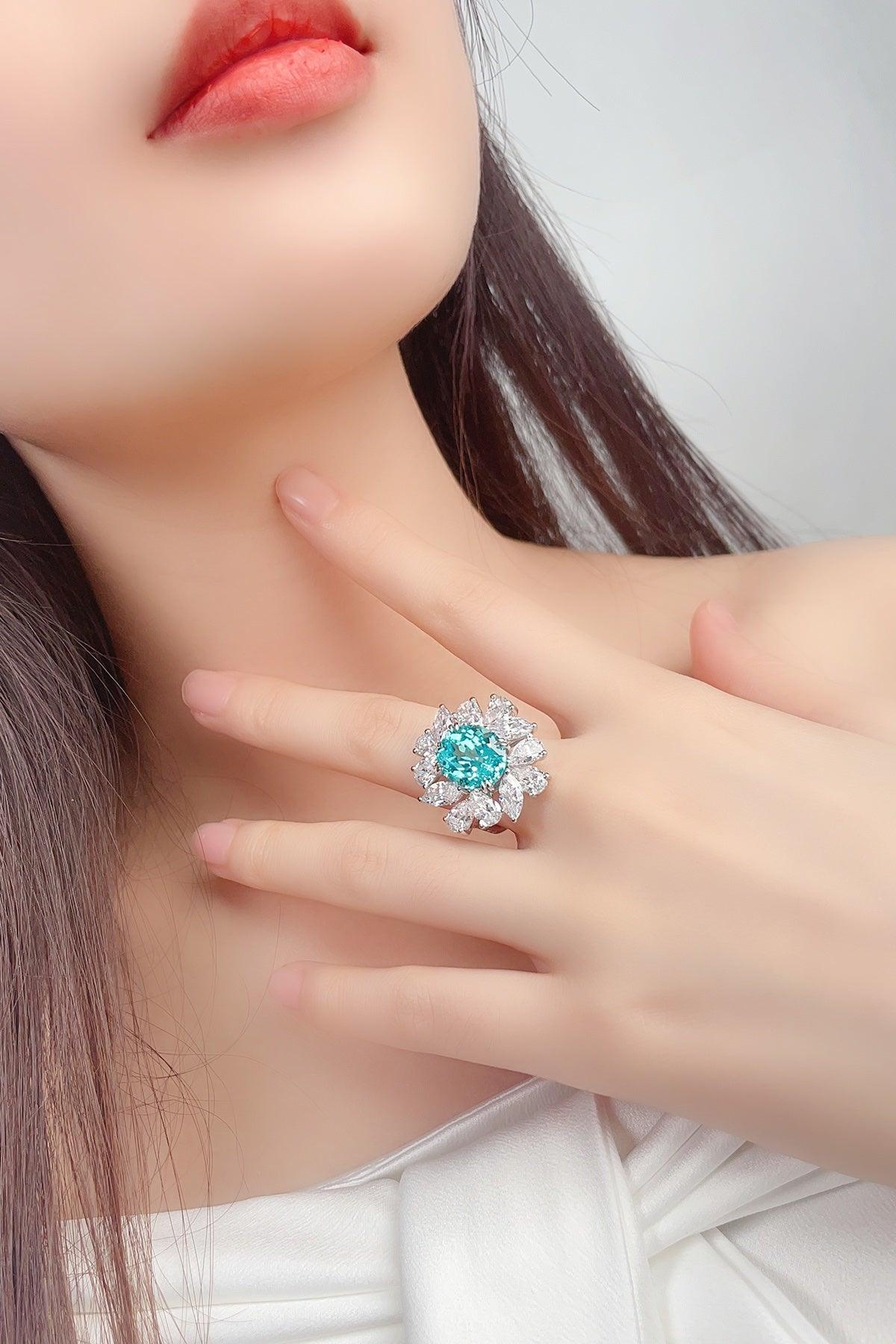 Sterling Silver Lab-Grown Paraiba Ring W – JR238Y