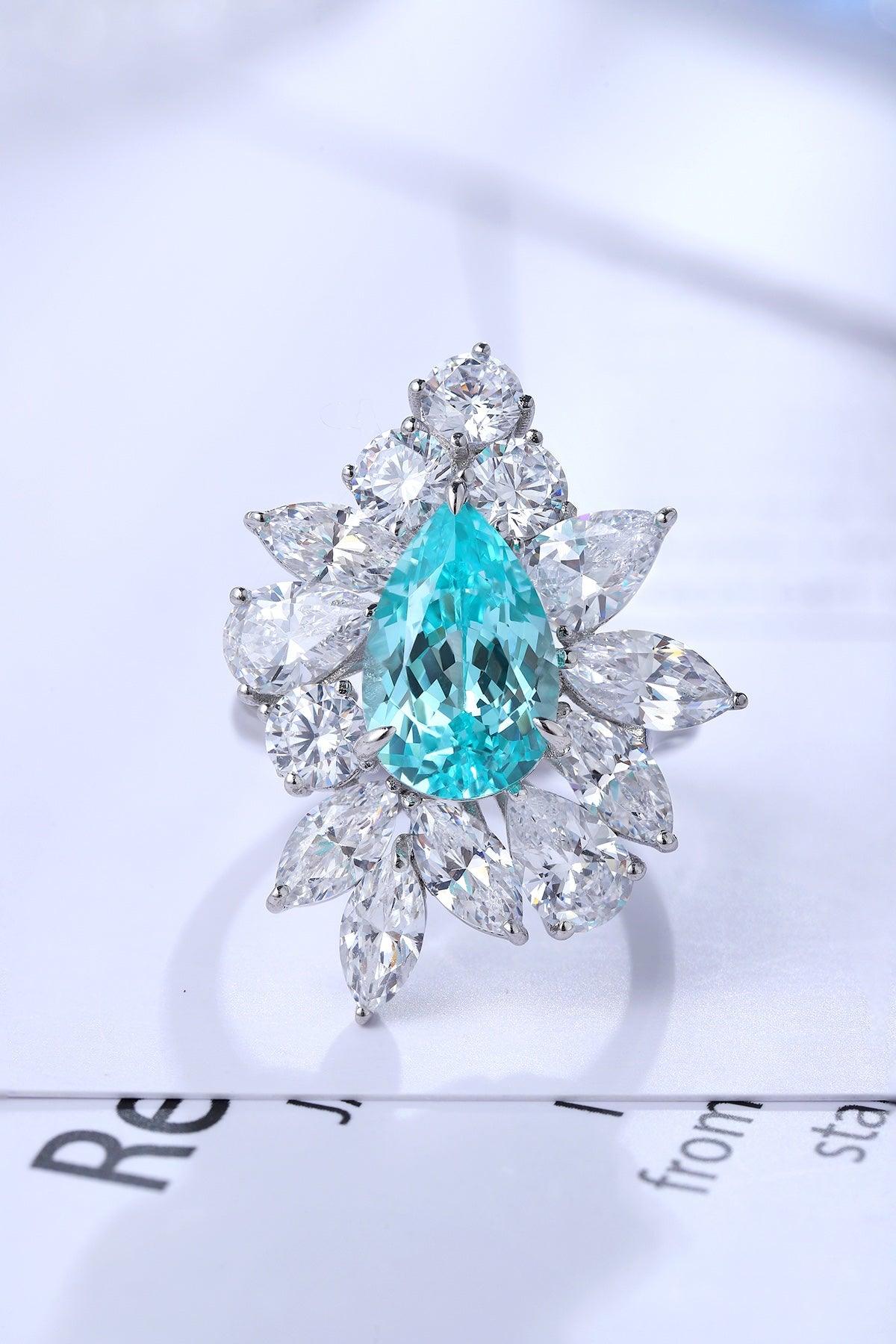 Sterling Silver Lab-Grown Paraiba Ring A - JR140Y