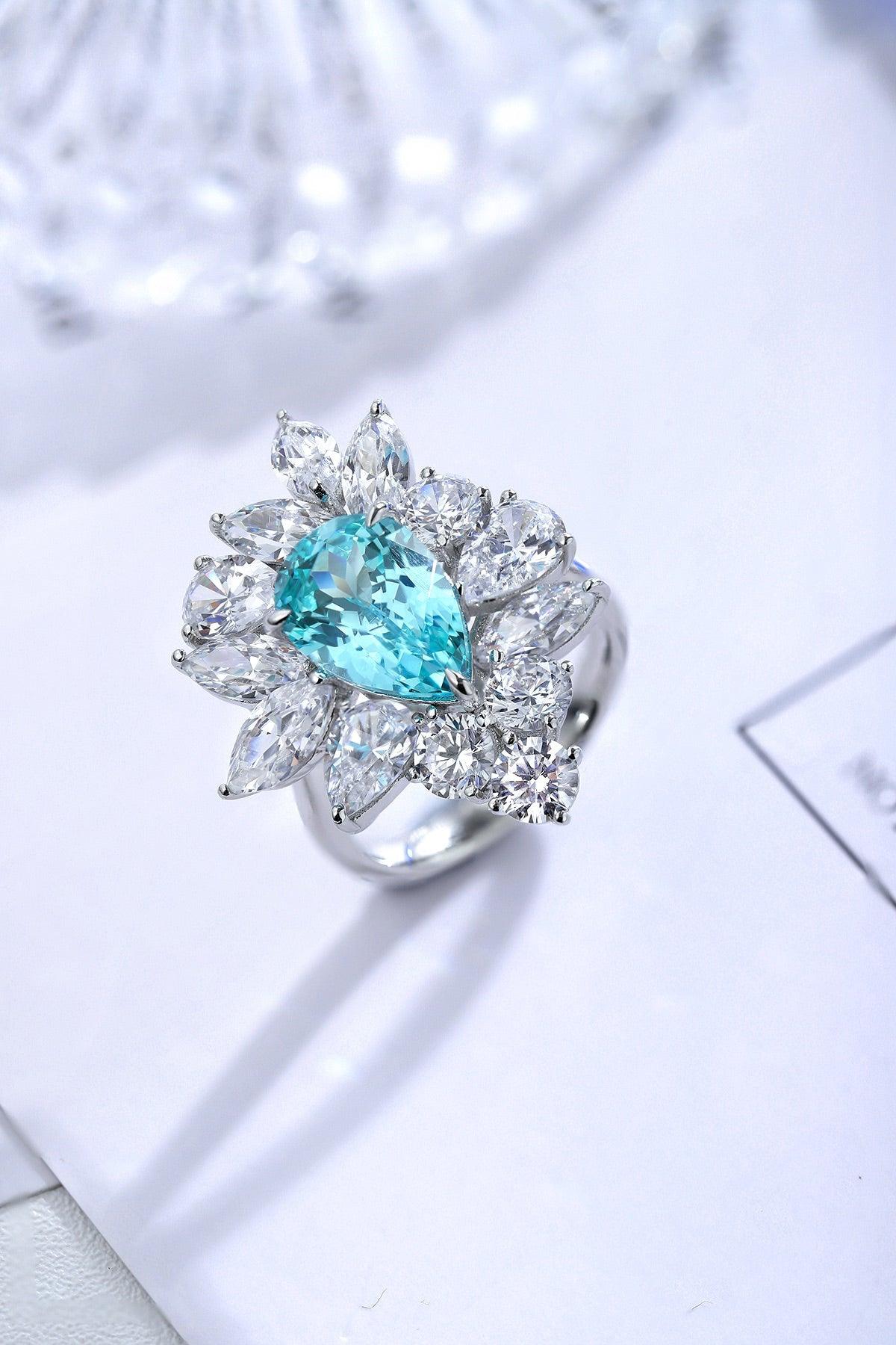 Sterling Silver Lab-Grown Paraiba Ring A - JR140Y