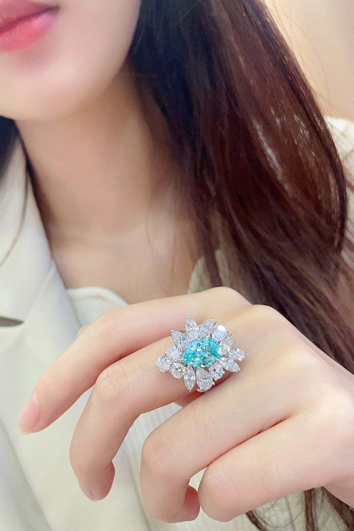 Sterling Silver Lab-Grown Paraiba Ring A - JR140Y