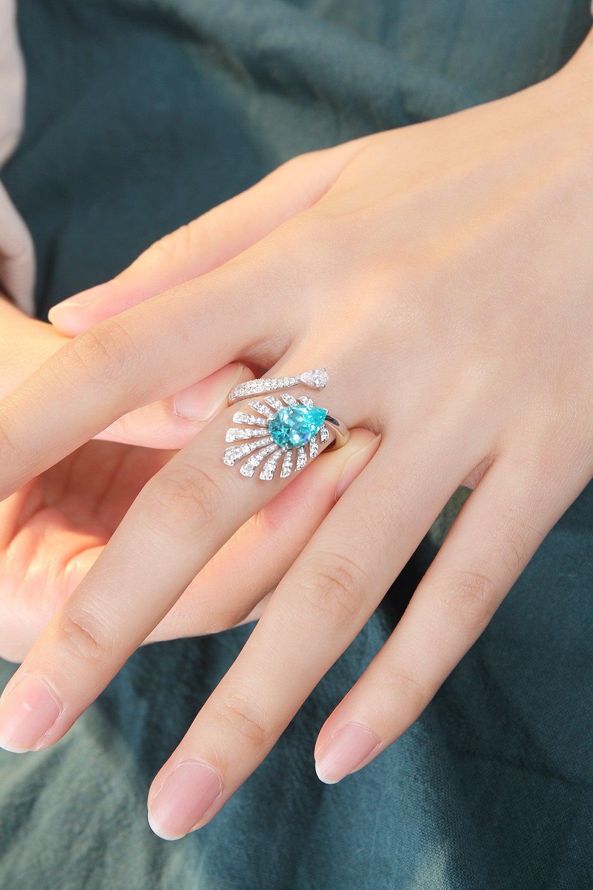 Sterling Silver Lab-Grown Paraiba Ring A – JR1237Y