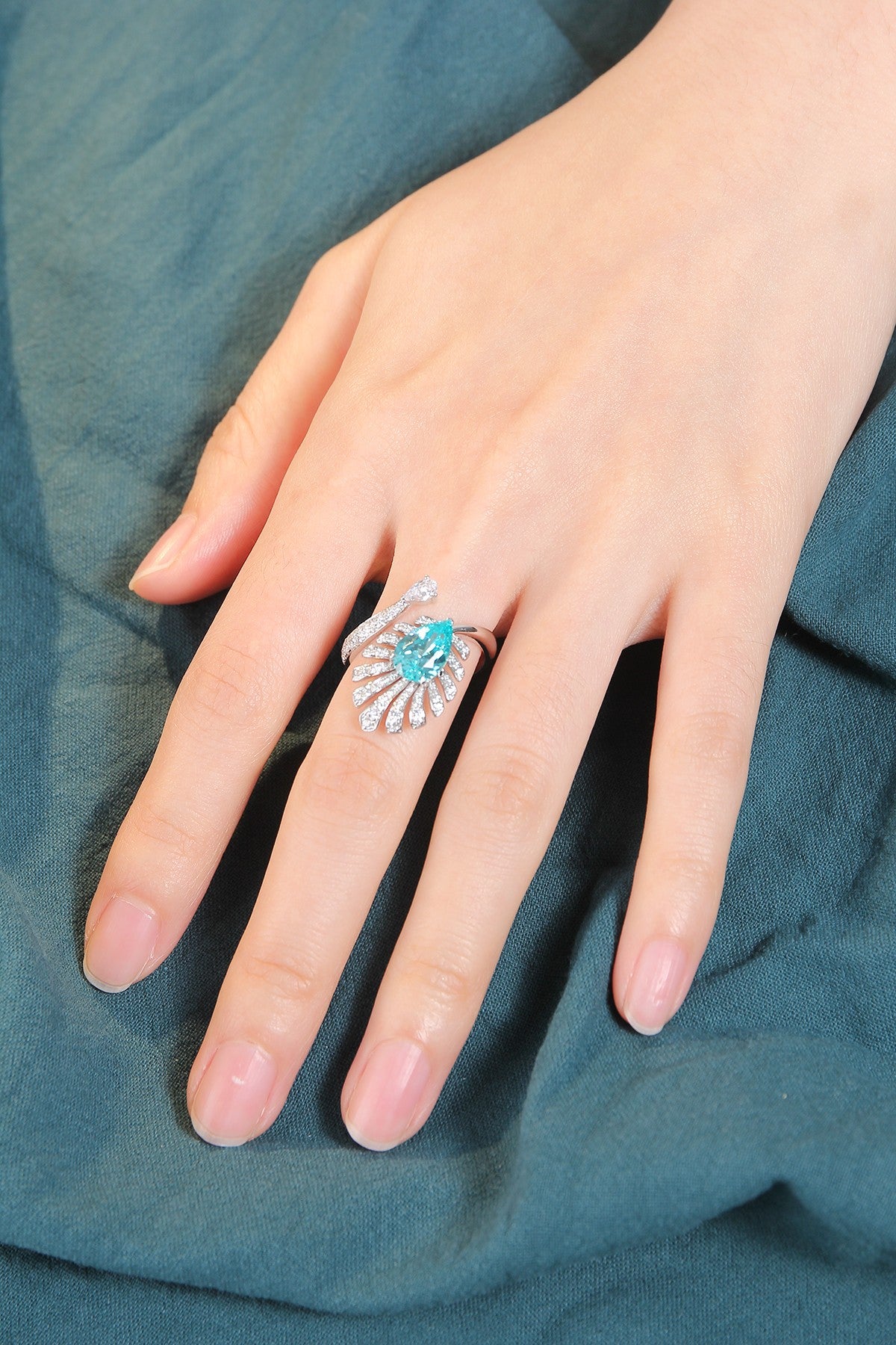 Sterling Silver Lab-Grown Paraiba Ring A – JR1237Y