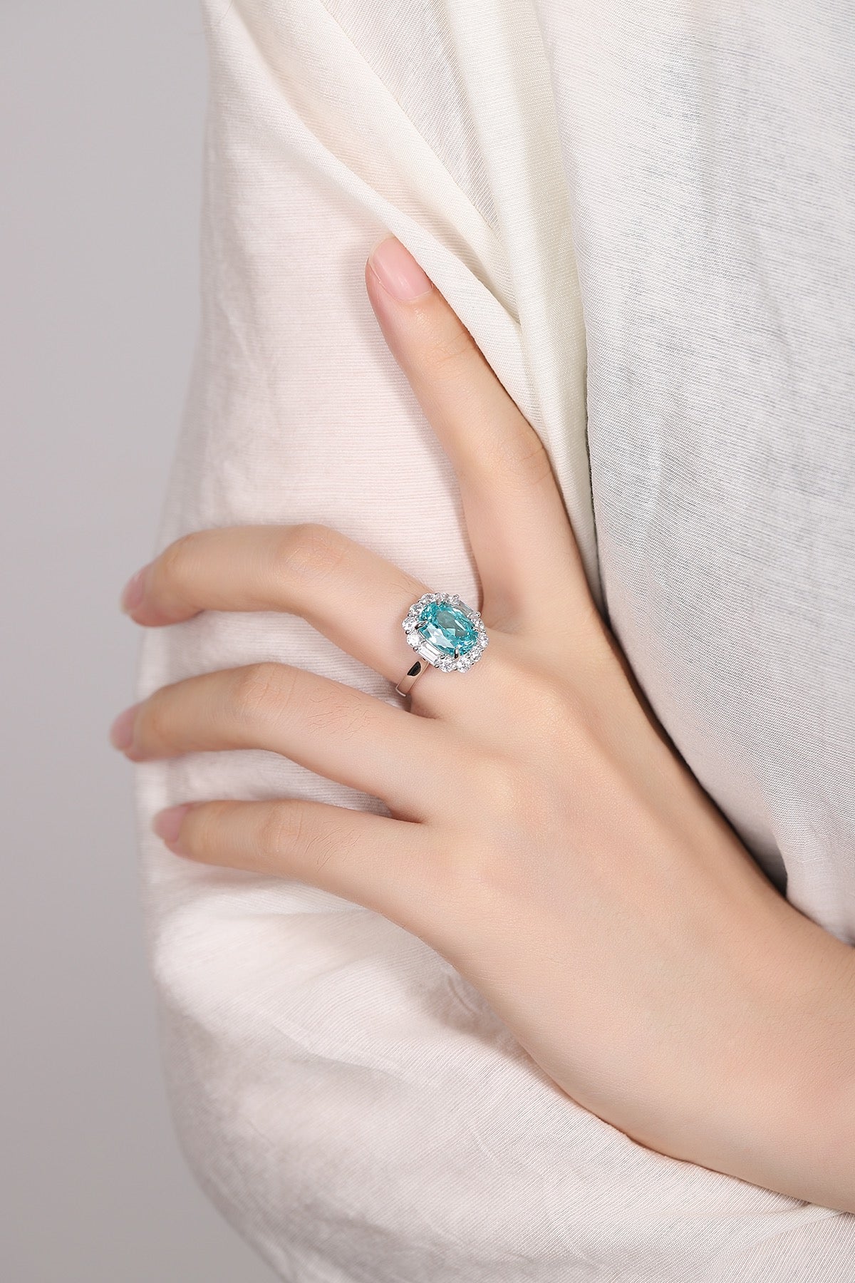 Sterling Silver Lab-Grown Paraiba Ring A – JR219Y