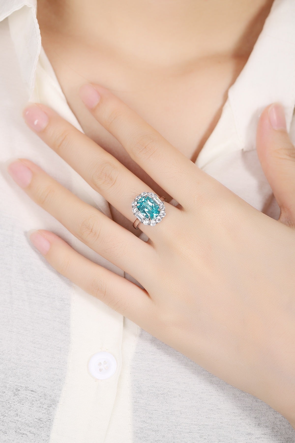 Sterling Silver Lab-Grown Paraiba Ring A – JR219Y