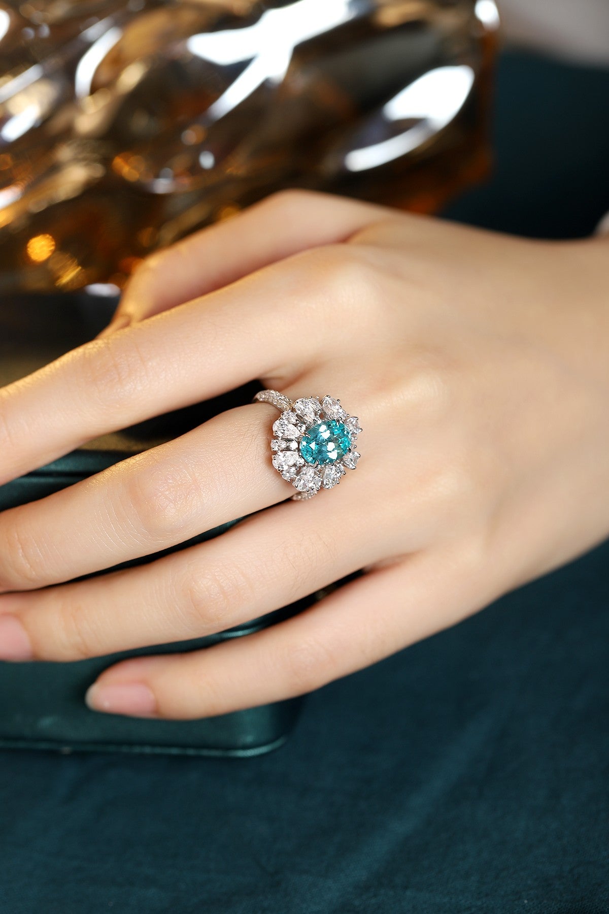 Sterling Silver Lab-Grown Paraiba Ring A – JR1271Y