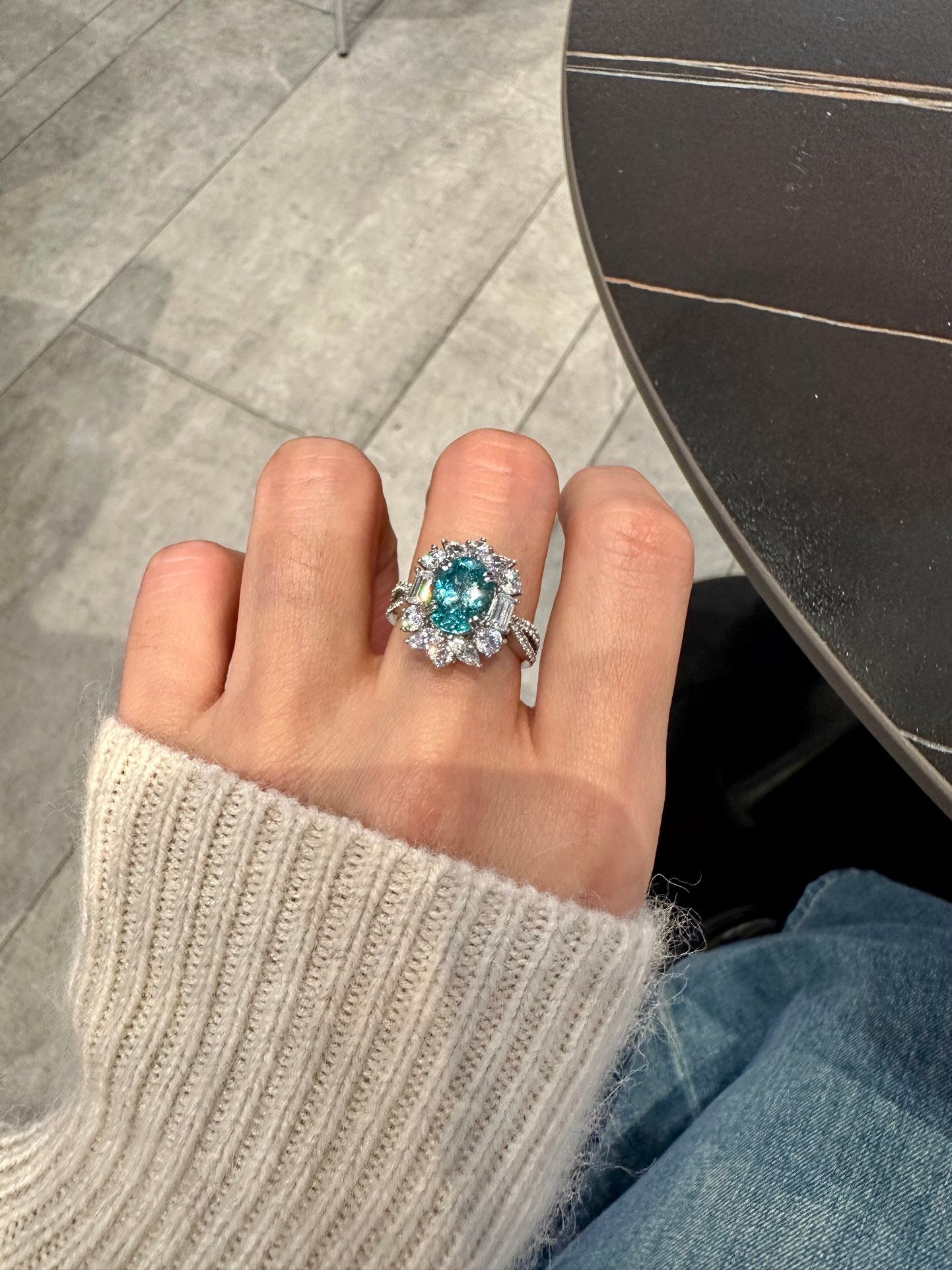 Sterling Silver Lab-Grown Paraiba Ring A – JR504Y
