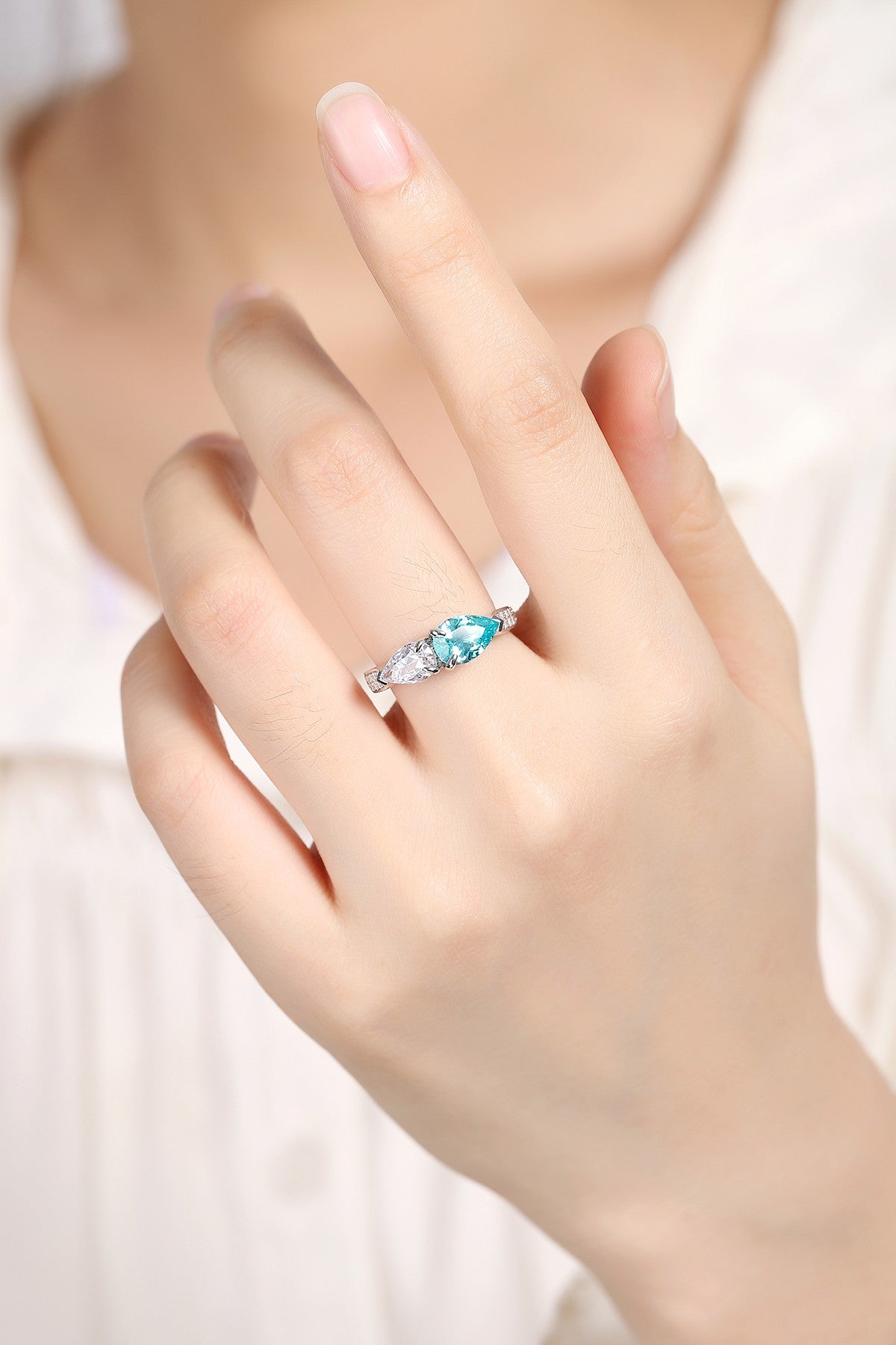 Sterling Silver Lab-Grown Paraiba Ring A – JR402Y