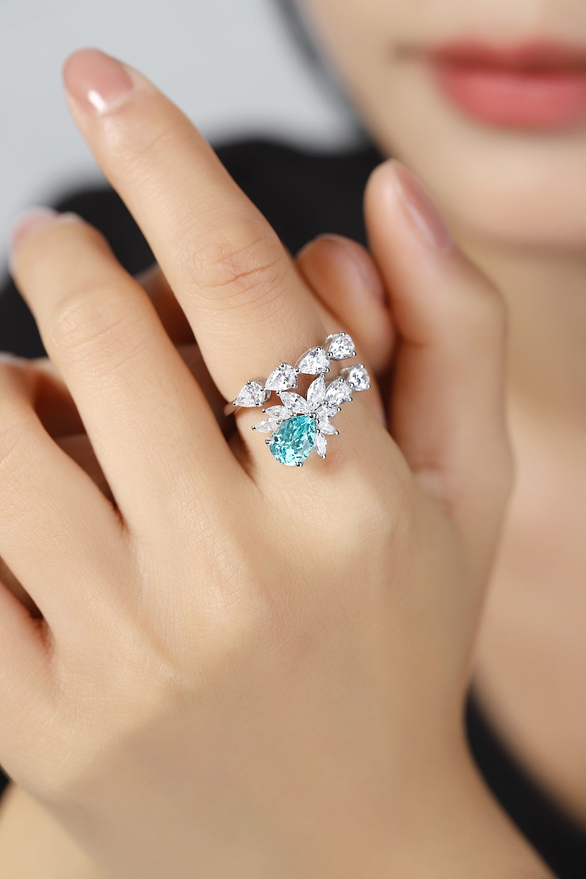 Sterling Silver Lab-Grown Paraiba Ring A – JR401Y