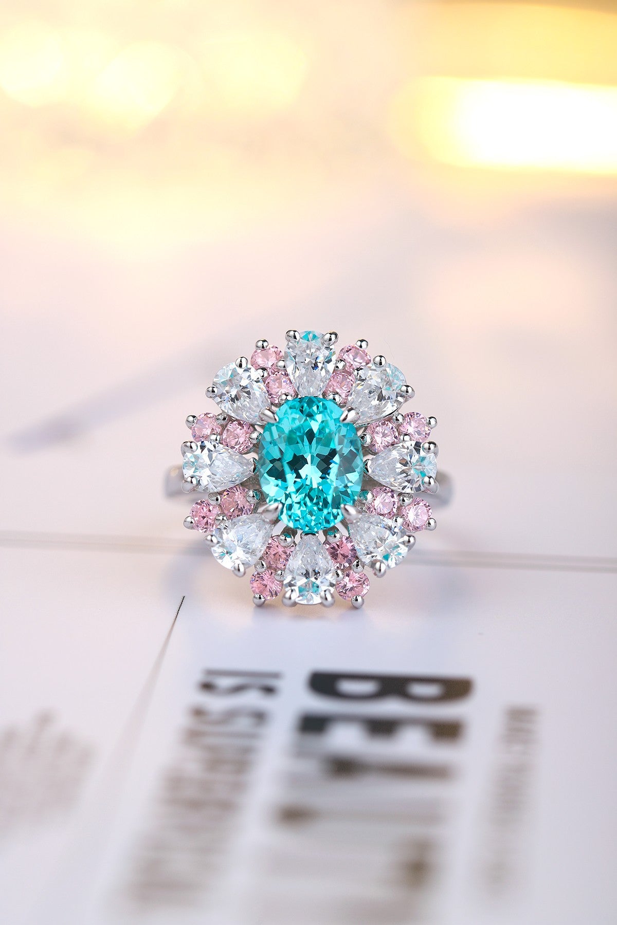 Sterling Silver Lab-Grown Paraiba Ring A – JR253-BY