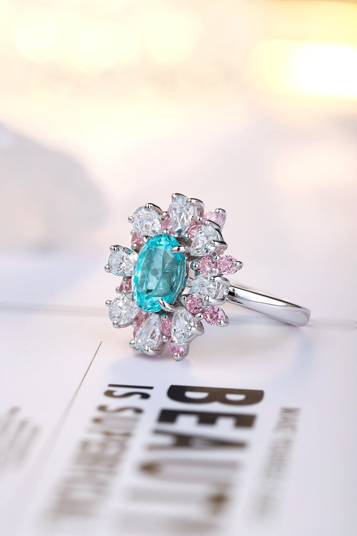 Sterling Silver Lab-Grown Paraiba Ring A – JR253-BY