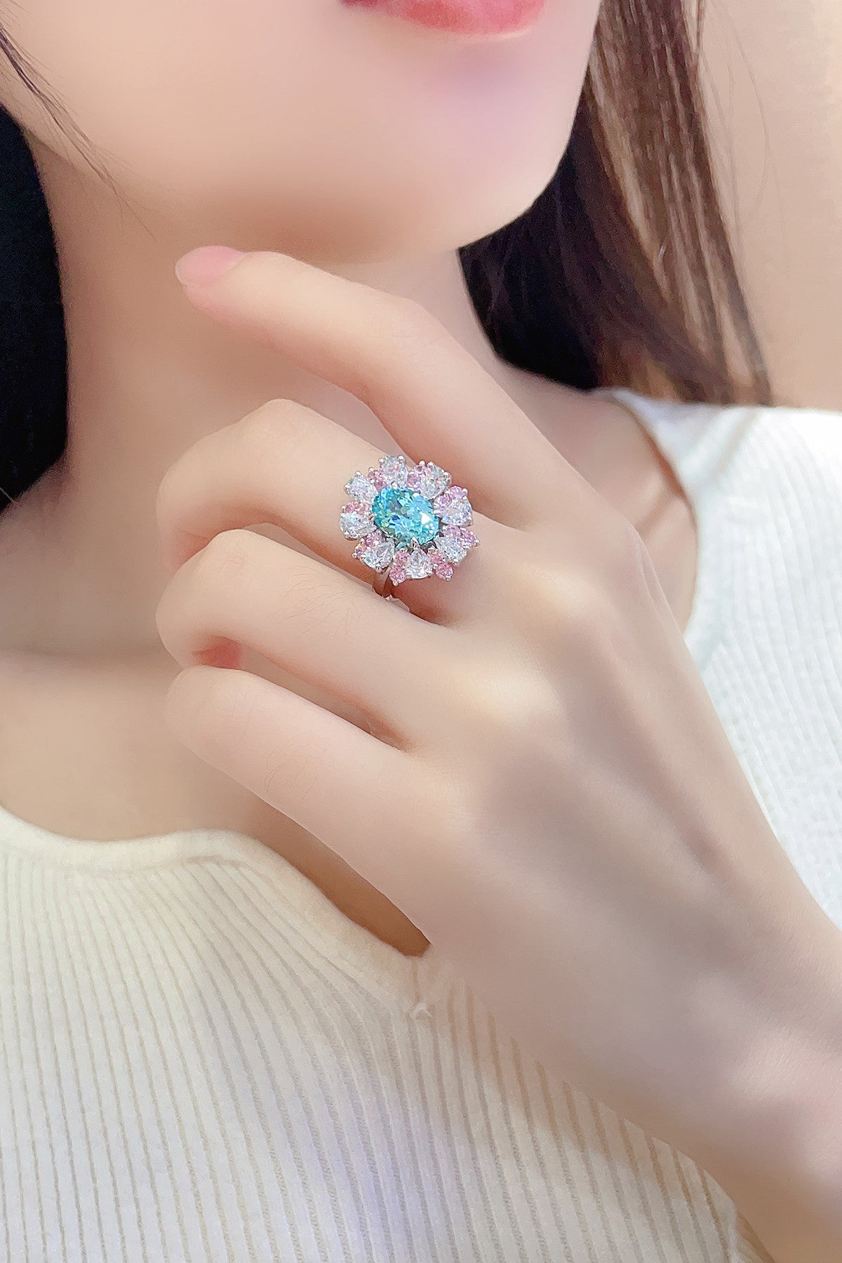 Sterling Silver Lab-Grown Paraiba Ring A – JR253-BY