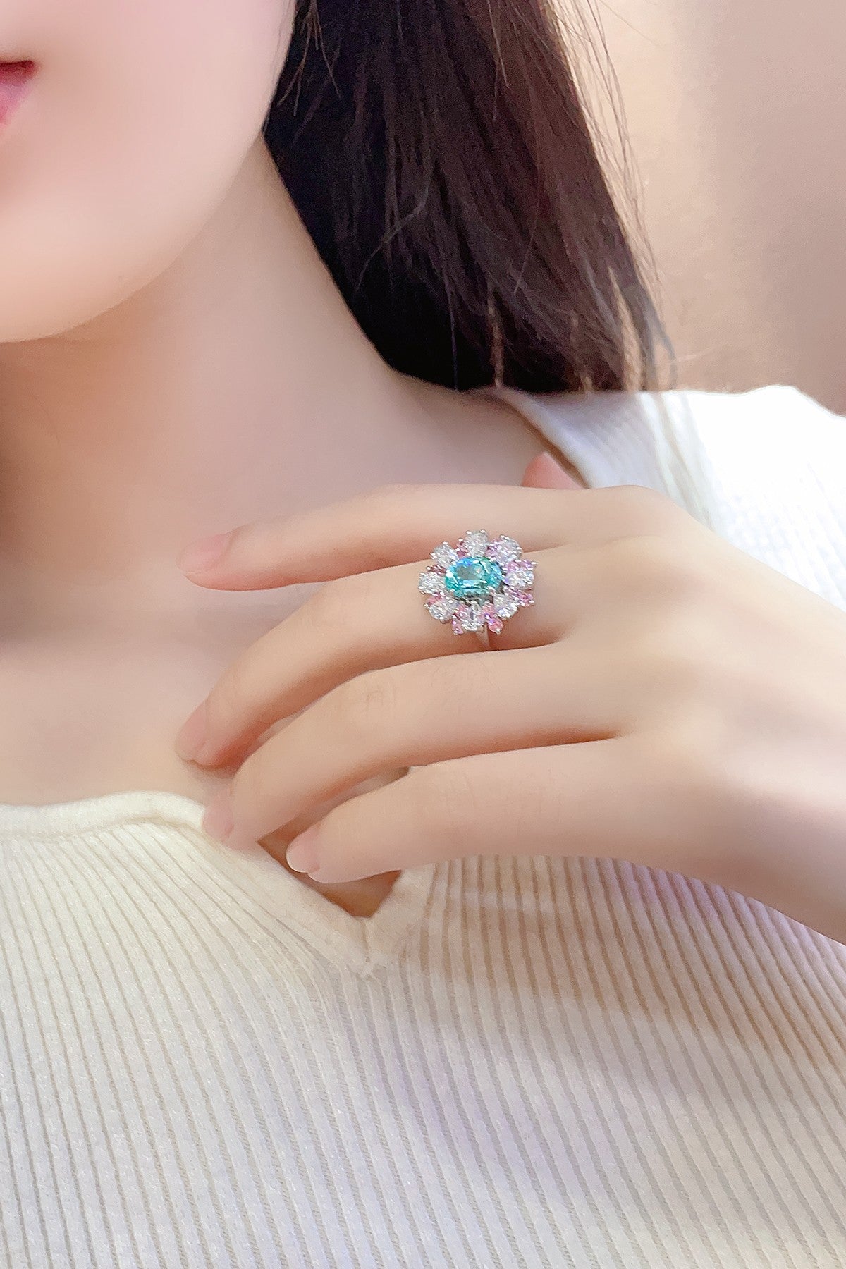 Sterling Silver Lab-Grown Paraiba Ring A – JR253-BY