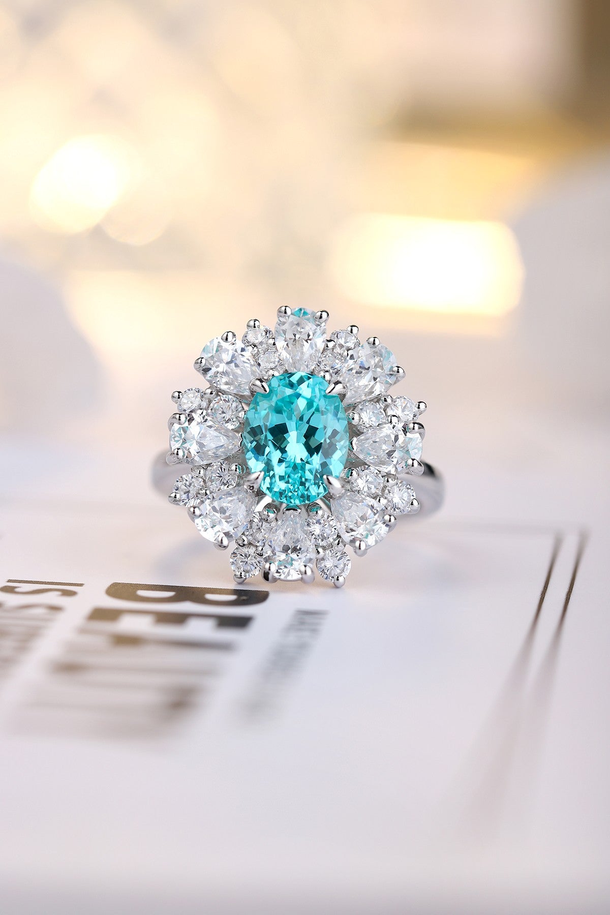 Sterling Silver Lab-Grown Paraiba Ring A – JR253Y-C