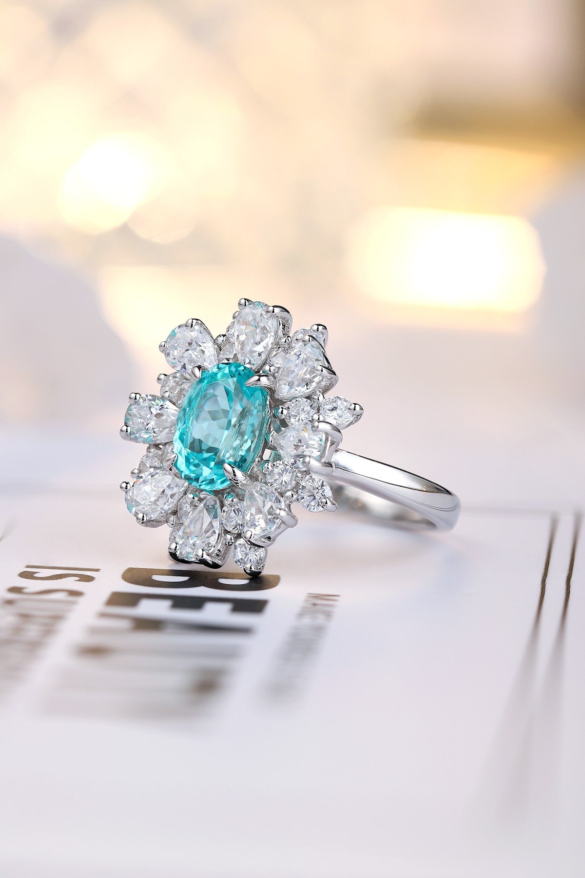 Sterling Silver Lab-Grown Paraiba Ring A – JR253Y-C