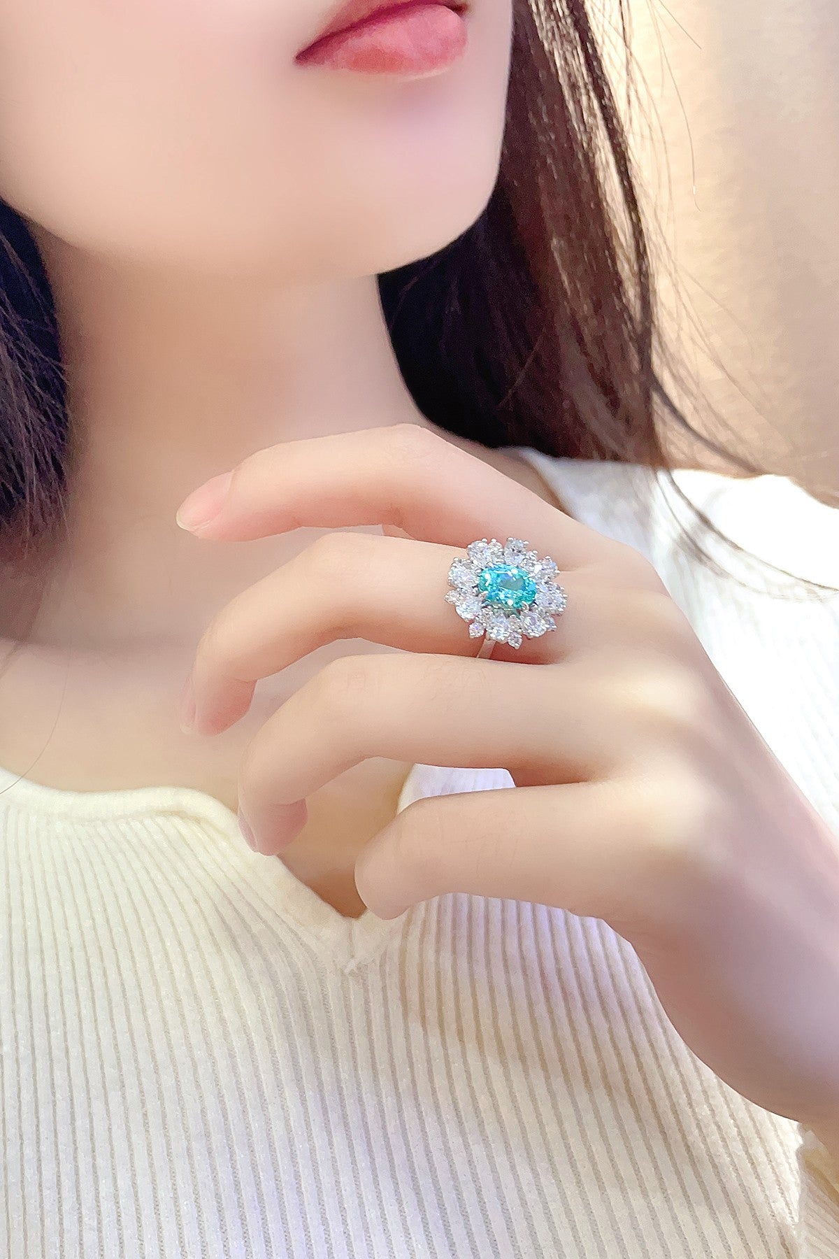Sterling Silver Lab-Grown Paraiba Ring A – JR253Y-C