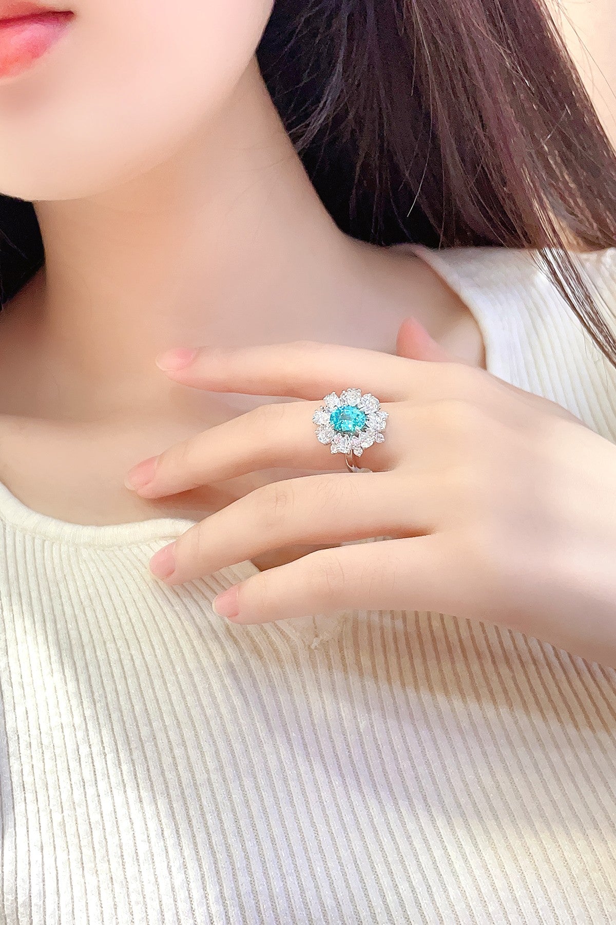Sterling Silver Lab-Grown Paraiba Ring A – JR253Y-C